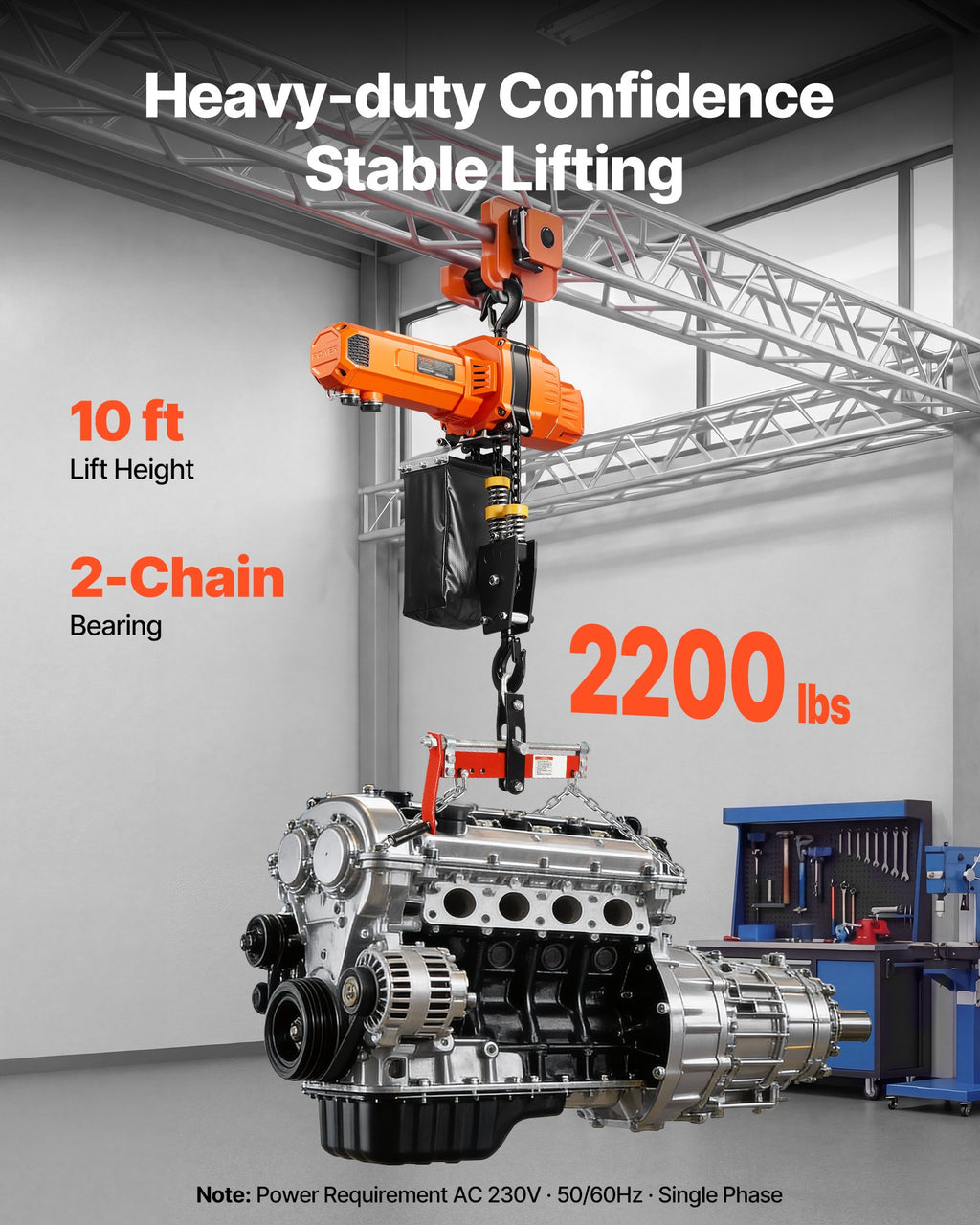 Elektrinis grandininis keltuvas VEVOR BLH10, 1000 kg