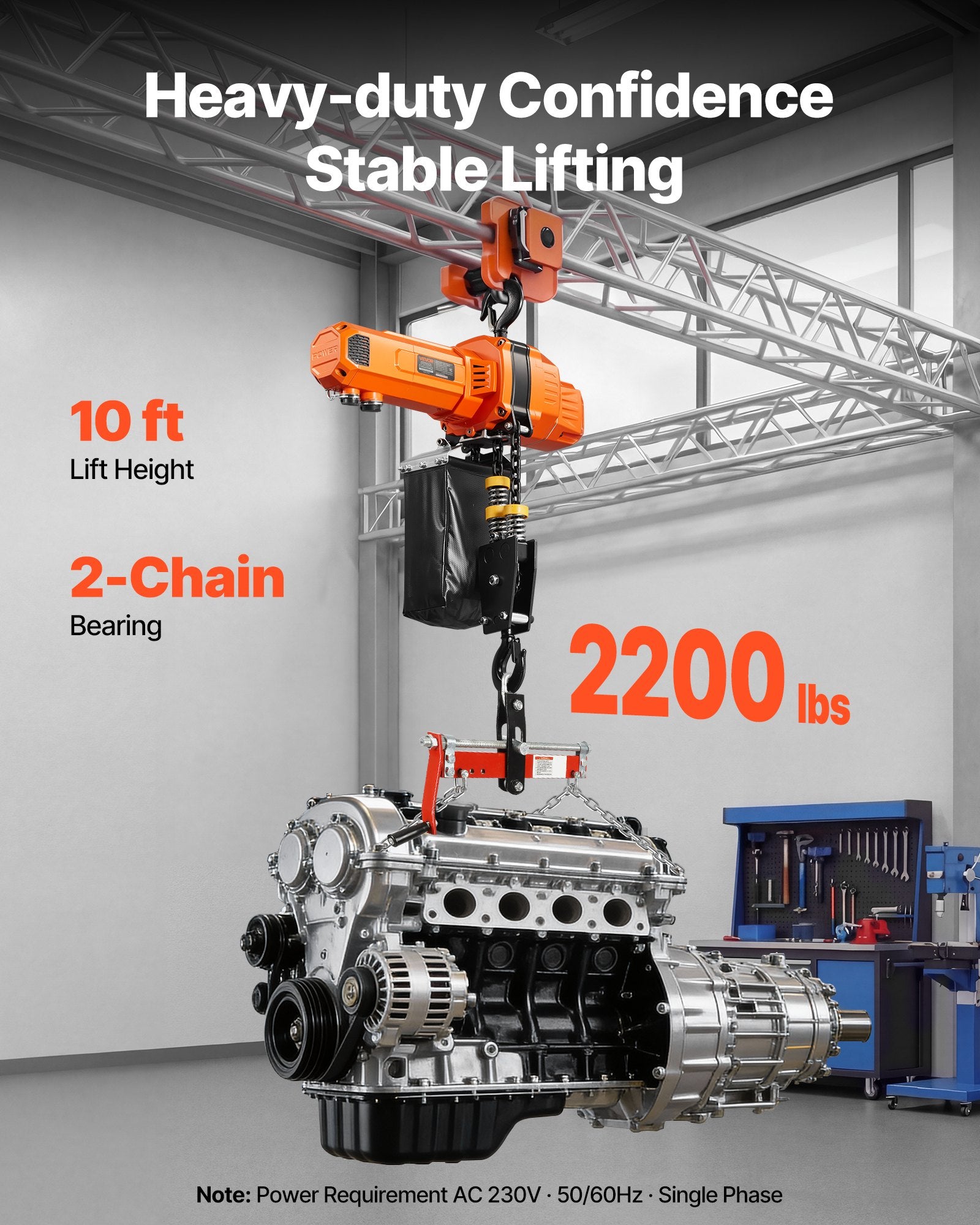 Elektrinis grandininis keltuvas VEVOR BLH10, 1000 kg