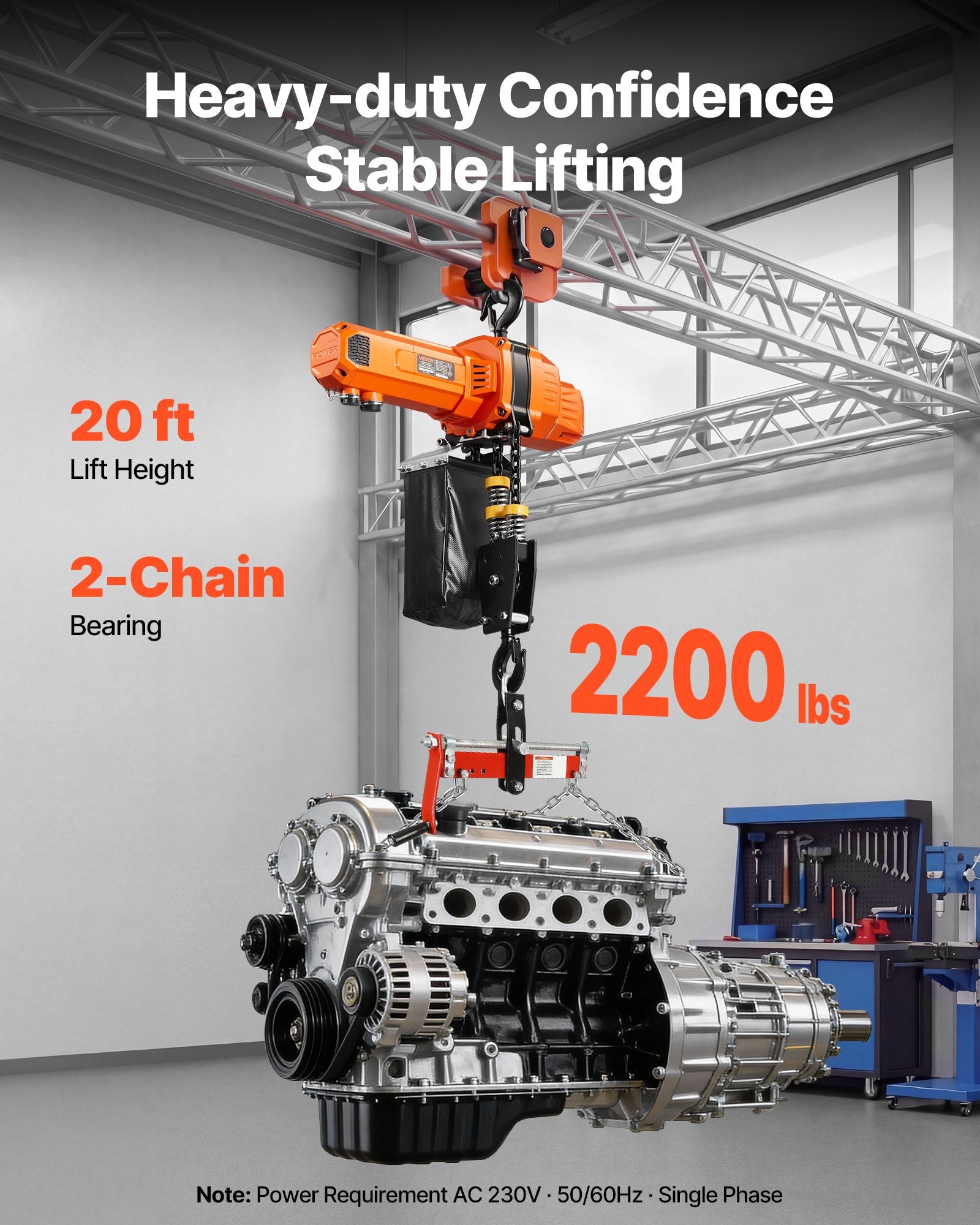 Elektrinė grandininė talpė VEVOR BLH10, 1000 kg