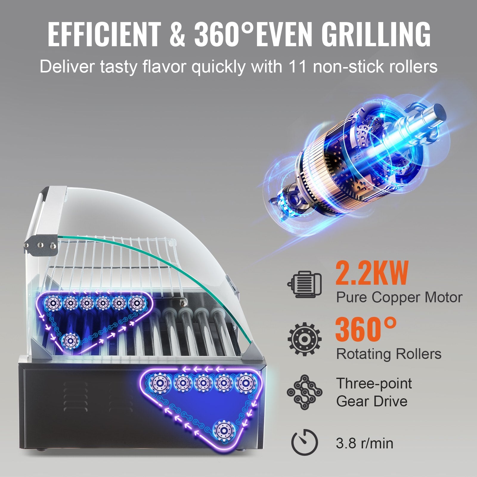Dešrainių kepimo aparatas VEVOR SC-11XD, 2,2 kW