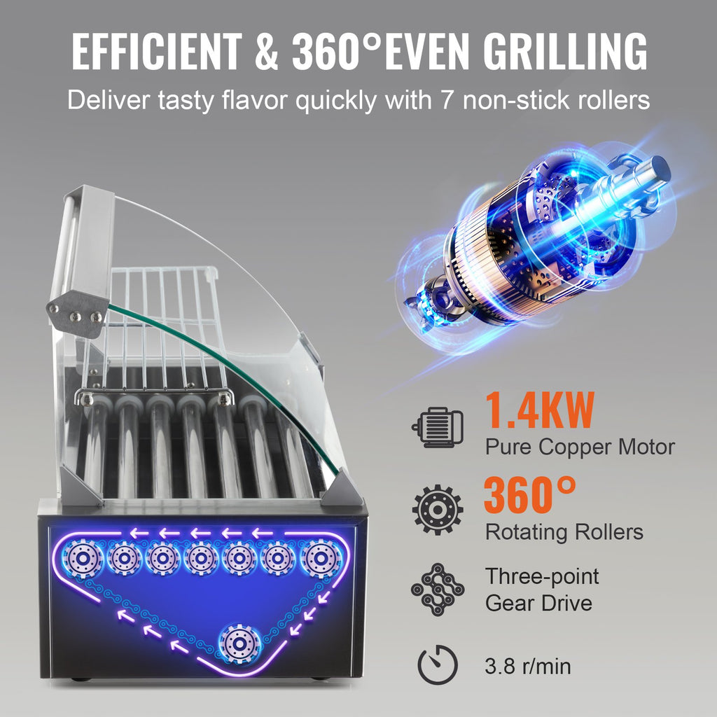 Dešrelių kepimo aparatas VEVOR SC-7XD, 1,4 kW