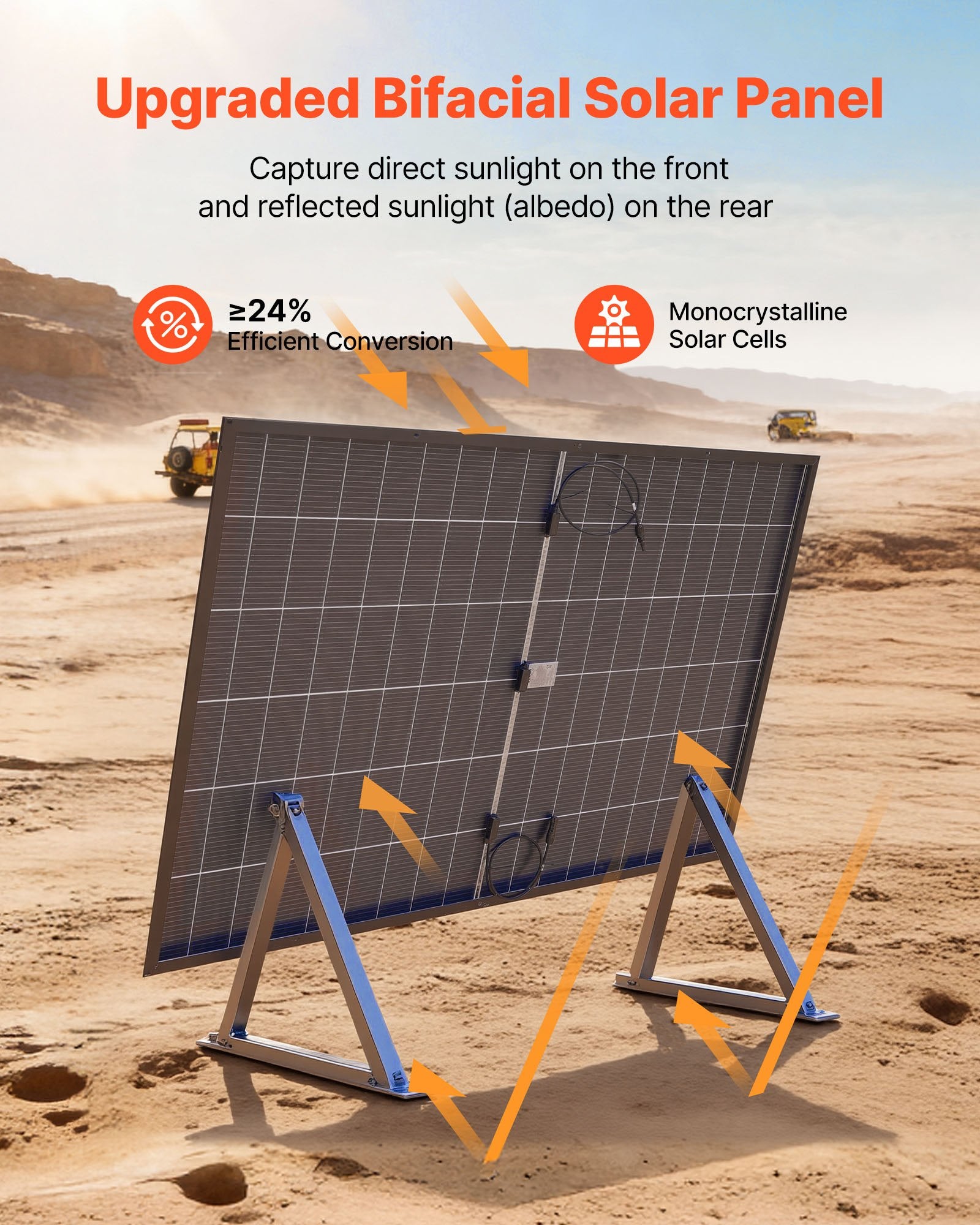Bifacial saulės moduliai VEVOR S400, 800 W (2 x 400 W)