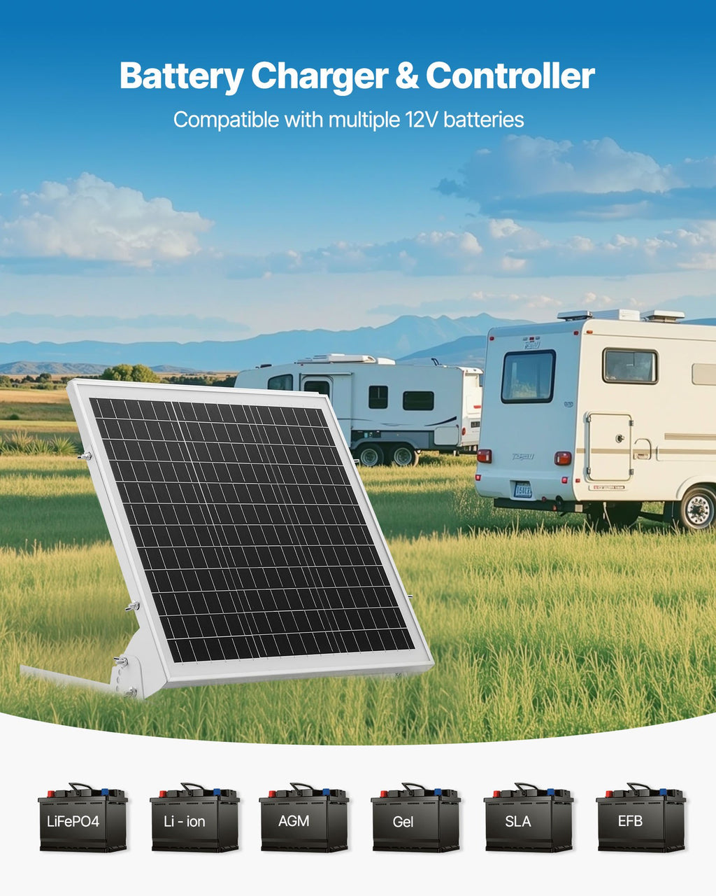 Saulės baterijų įkroviklis VEVOR 20W, 12V