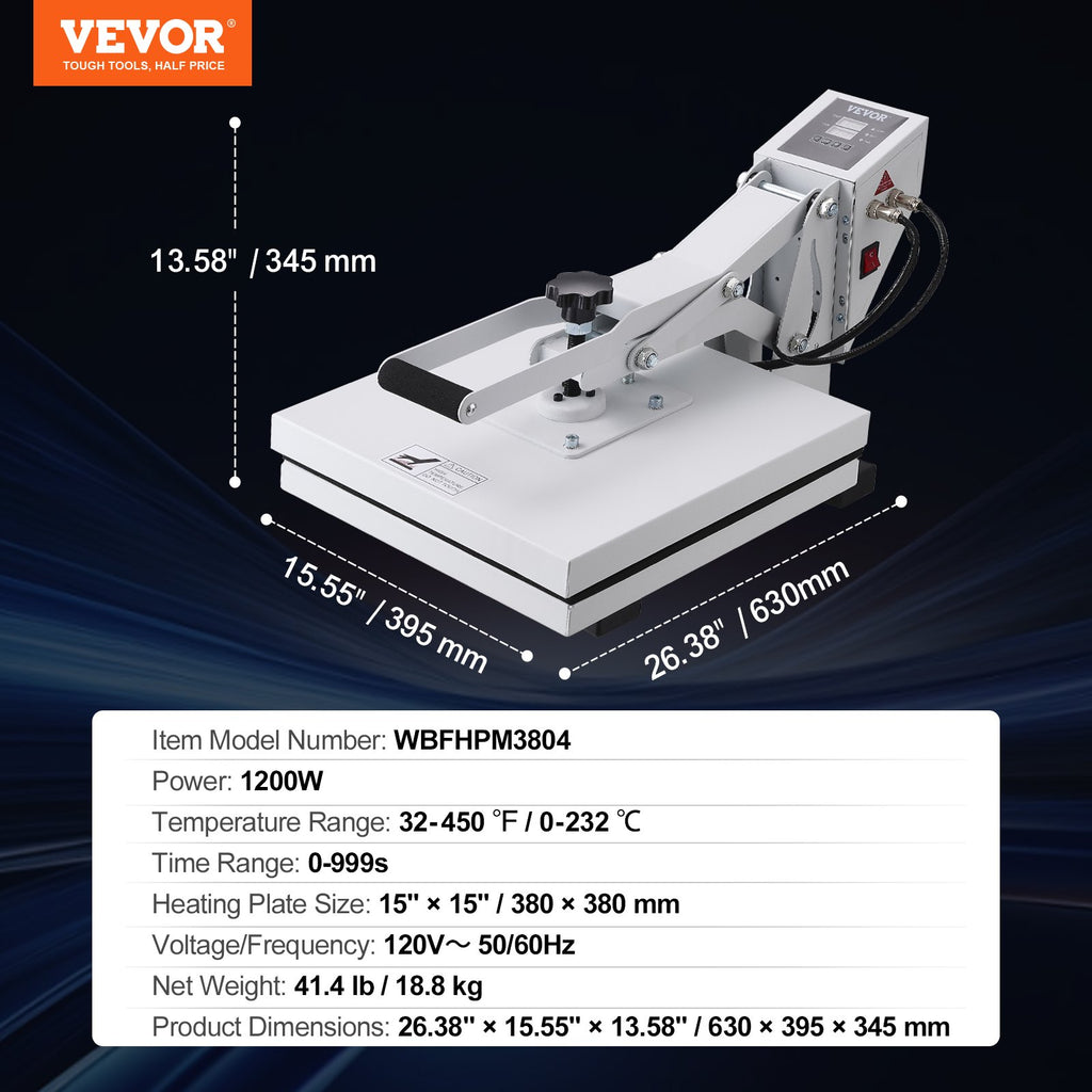 Termo presas VEVOR WBFHPM3804, 38x38 cm