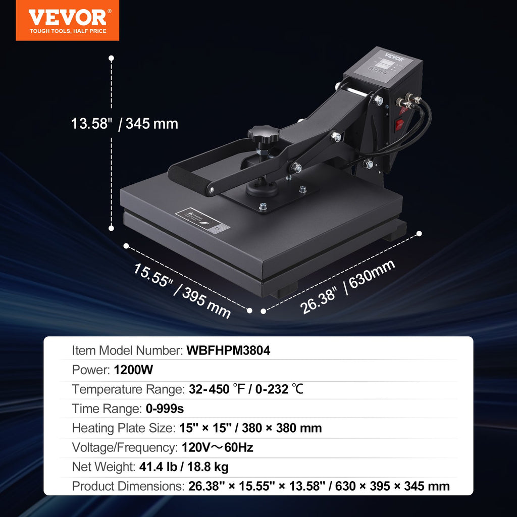 Termopresas VEVOR WBFHPM3804, 38 x 38 cm