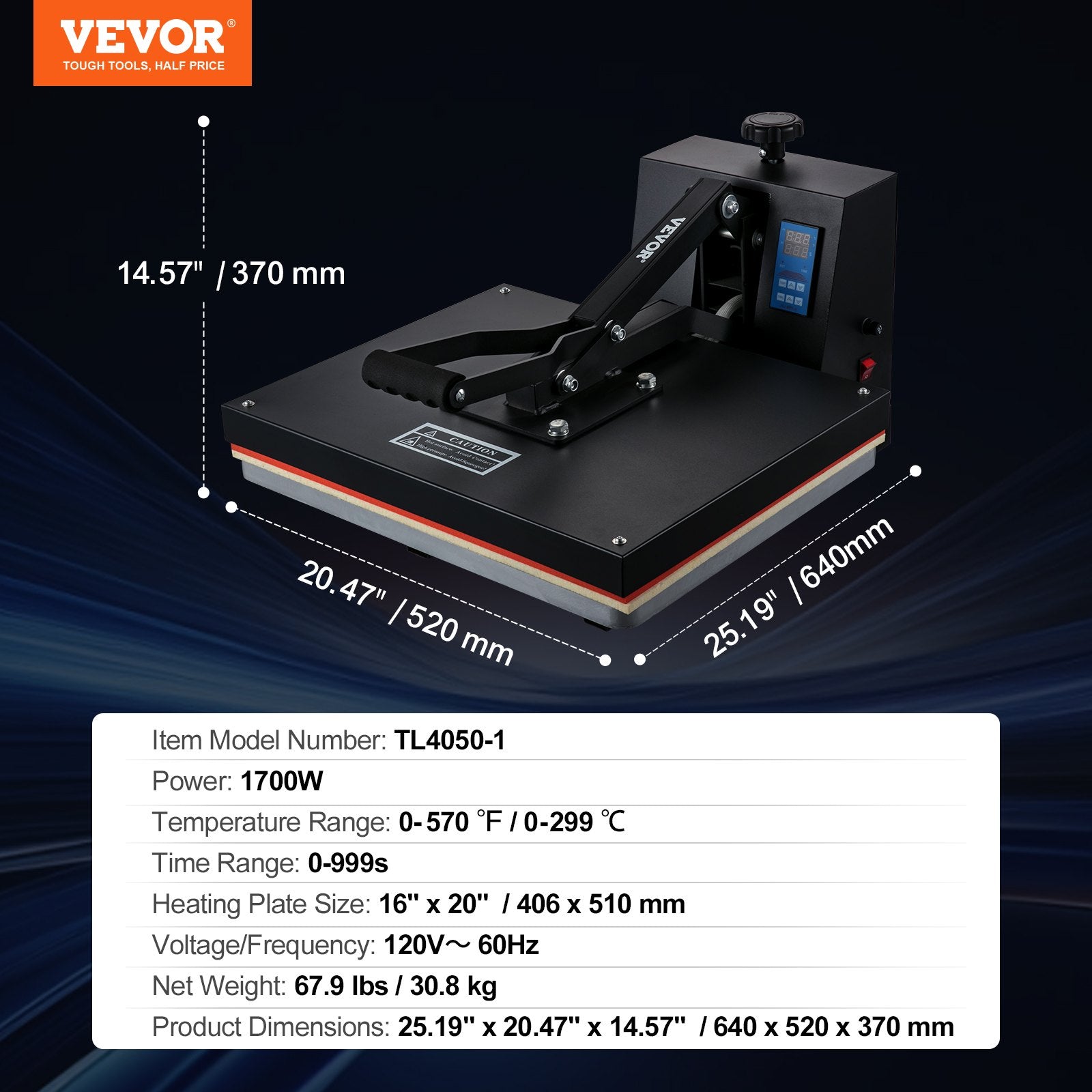 Termo presas VEVOR TL4050-1, 40,6 x 51 cm