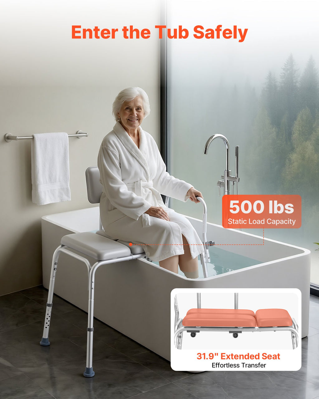 Vonios suoliukas-perkėlimo kėdė VEVOR FBL630264, 227 kg keliamoji galia