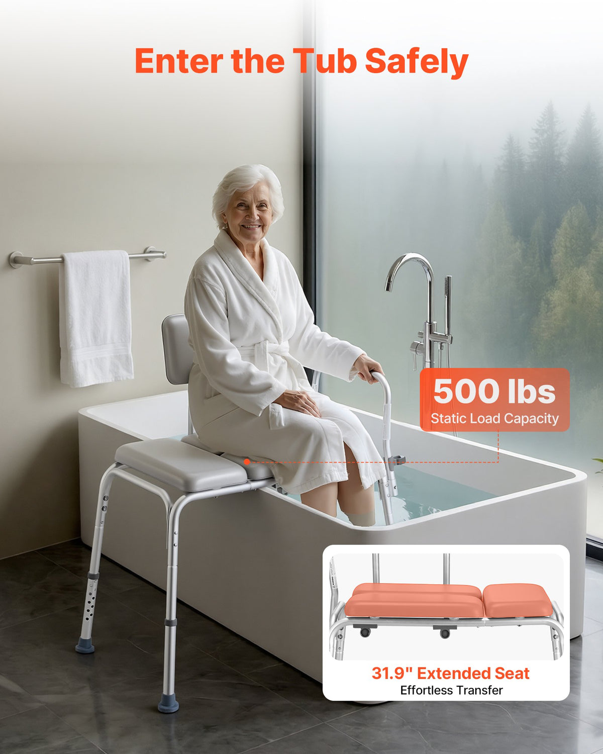 Vonios suoliukas-perkėlimo kėdė VEVOR FBL630264, 227 kg keliamoji galia