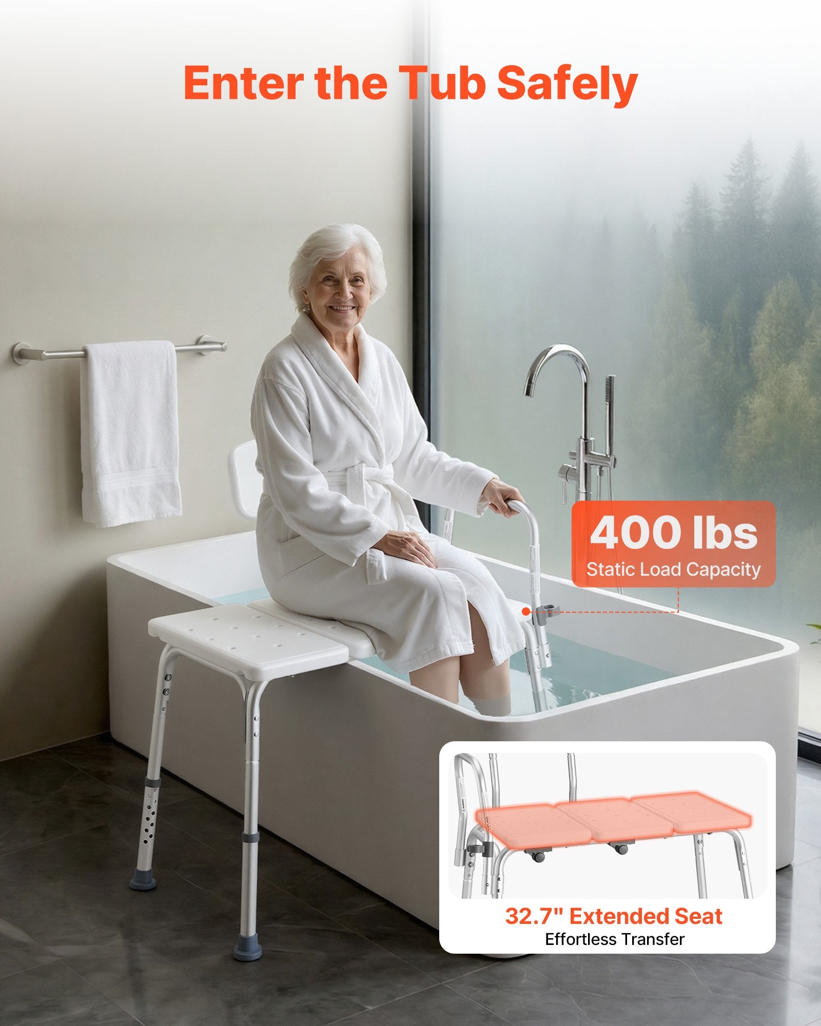 Vonios suoliukas-perkėlimo kėdė VEVOR FBL630263, 180 kg keliamoji galia