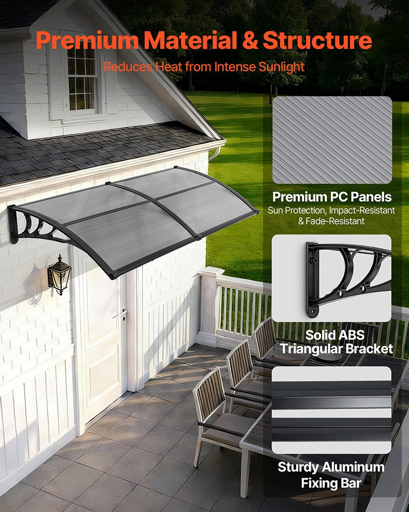 Durų stogelis VEVOR CZPC40X80G-C, 96,5 x 198,7 cm