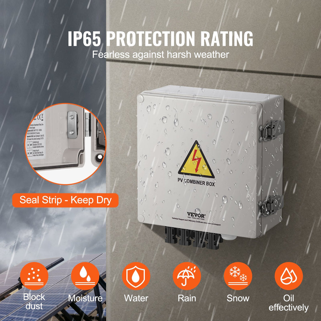Saulės elektrinės sujungimo dėžutė VEVOR SP-HL-P202010-10A, 4 kanalų