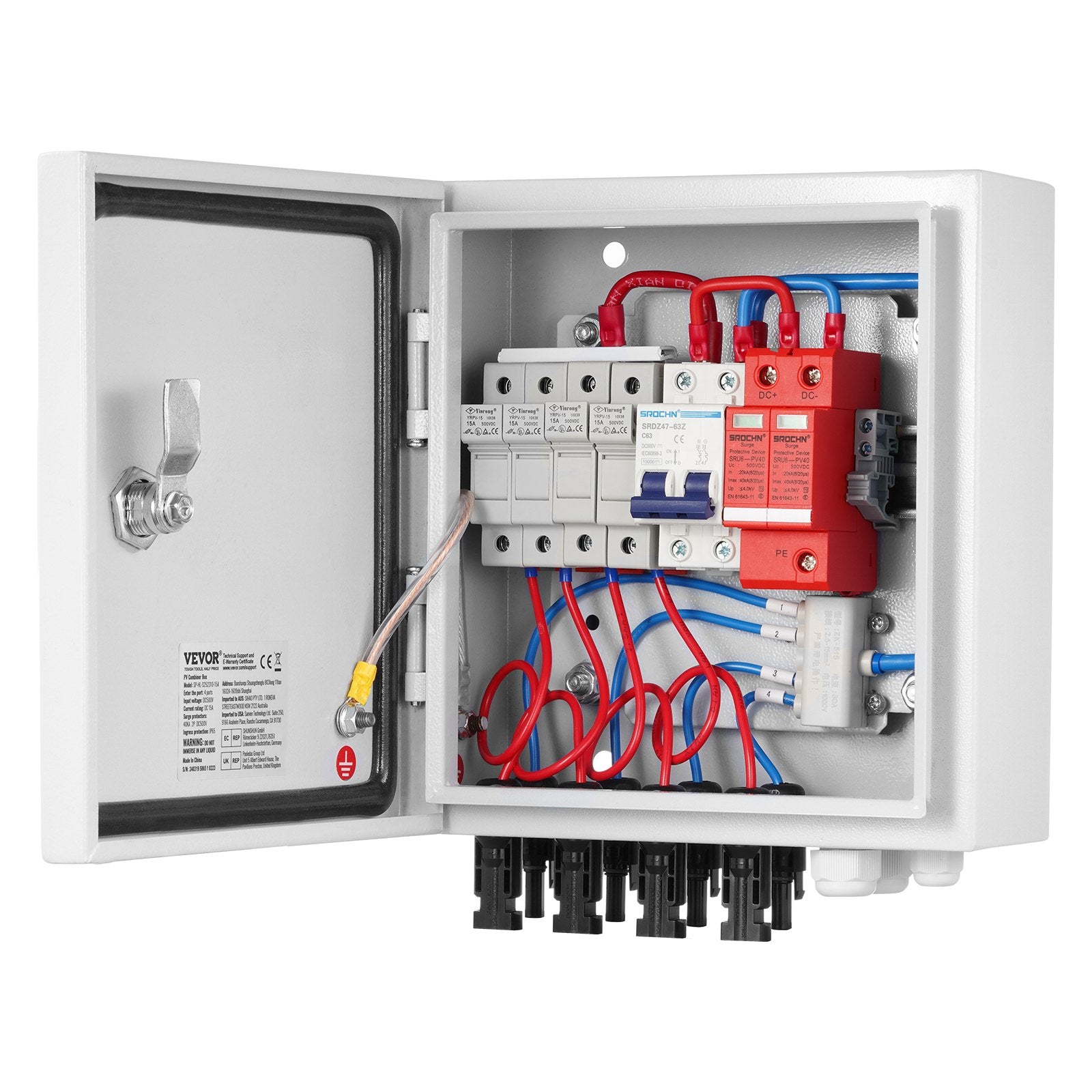 Saulės elektrinės sujungimo dėžutė VEVOR SP-HL-S252310-15A, 4 įvadų