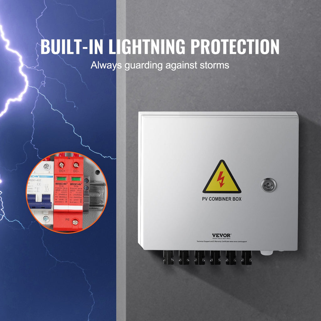 Saulės elektrinės sujungimo dėžutė VEVOR SP-HL-S252810-10A, 6 įvadų