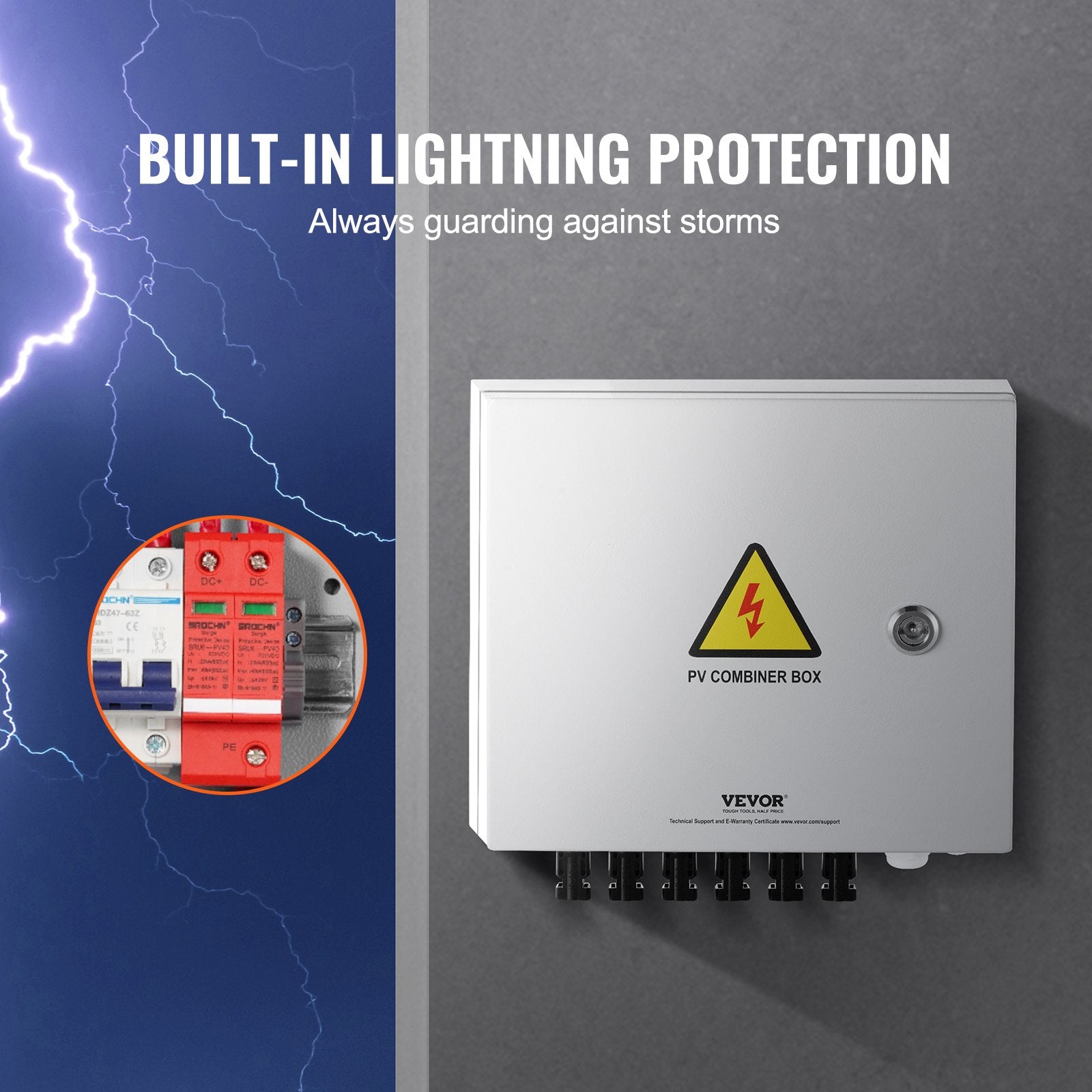 Saulės elektrinės sujungimo dėžutė VEVOR SP-HL-S252810-10A, 6 įvadų