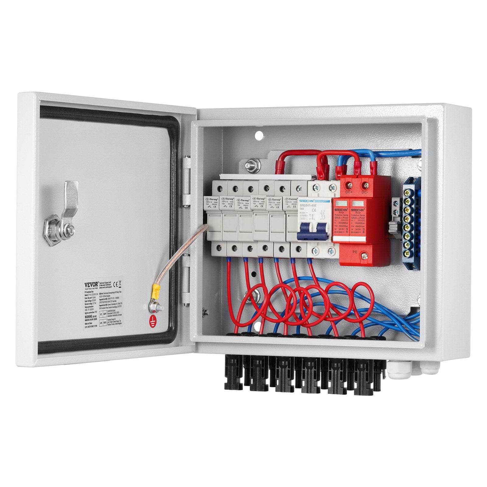 Saulės elektrinės sujungimo dėžutė VEVOR SP-HL-S252810-10A, 6 įvadų