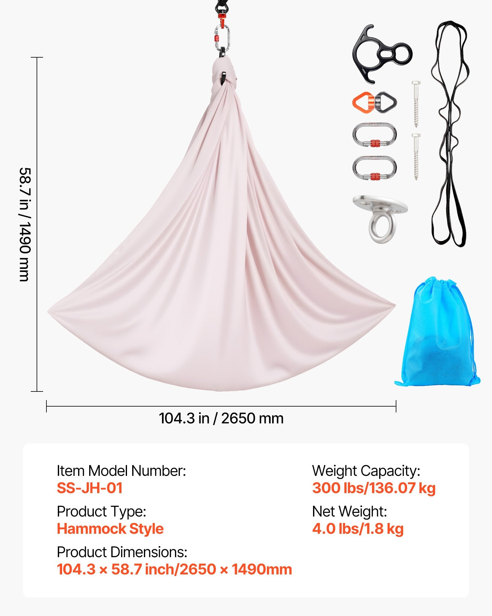 Oro jogos hamakas VEVOR SS-JH-01, 136 kg apkrova