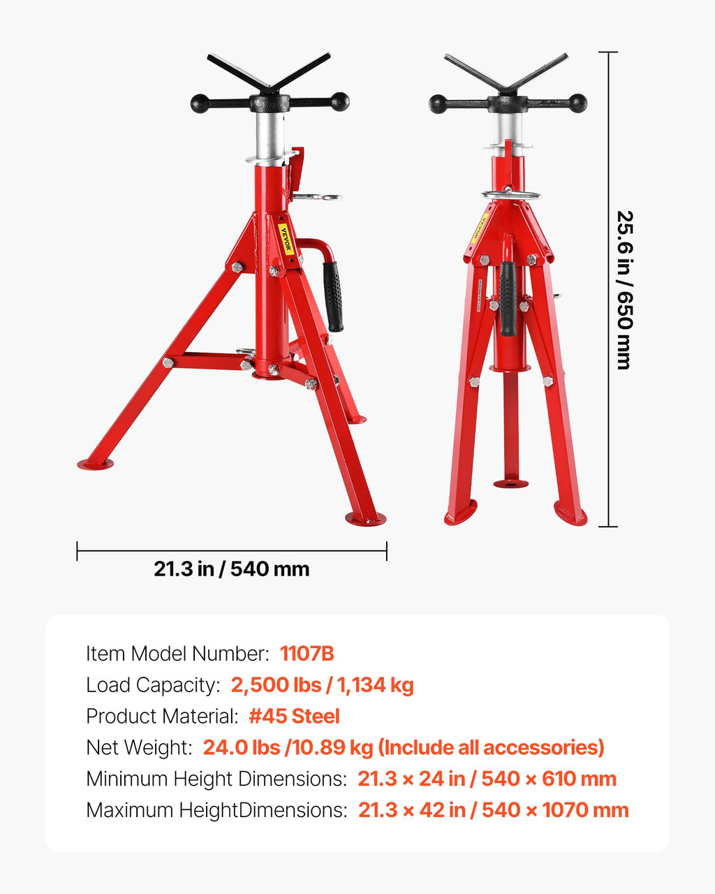 V formos vamzdžių stovas VEVOR 1107B, 1134 kg keliamoji galia