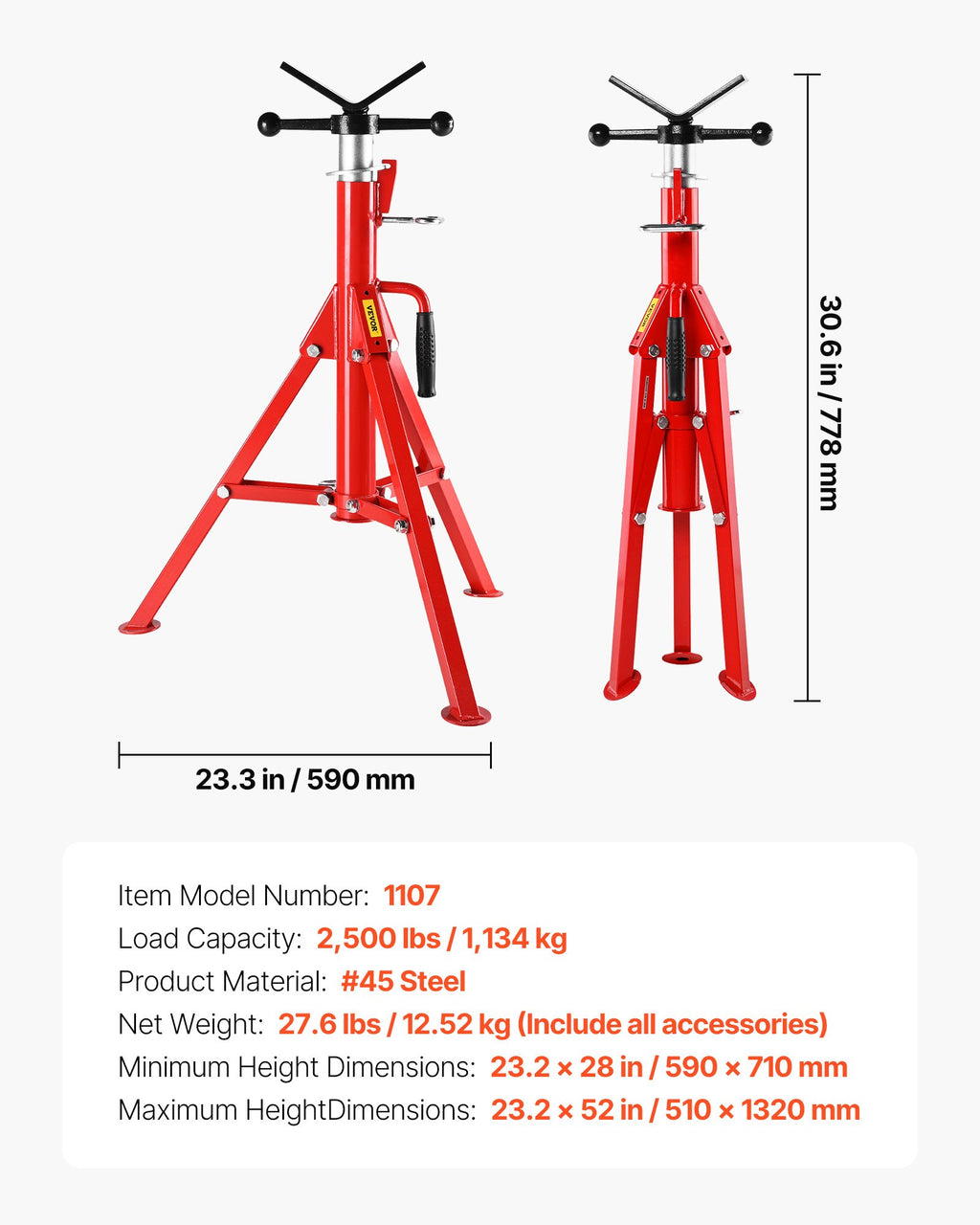 V formos vamzdžių stovas VEVOR 1107, 1134 kg keliamoji galia