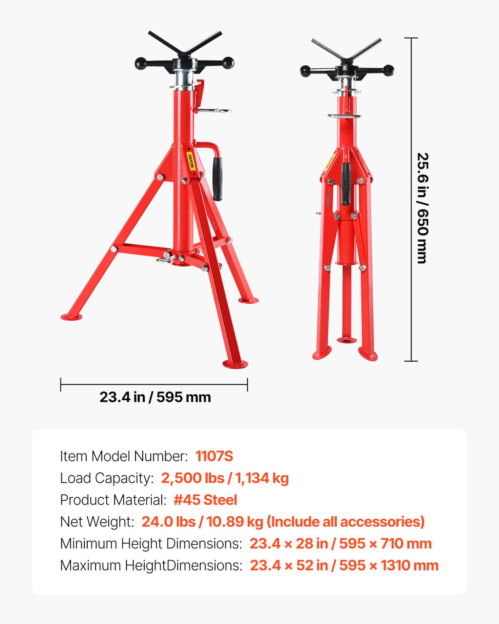 V formos vamzdžių stovas VEVOR 1107S, 1134 kg keliamoji galia
