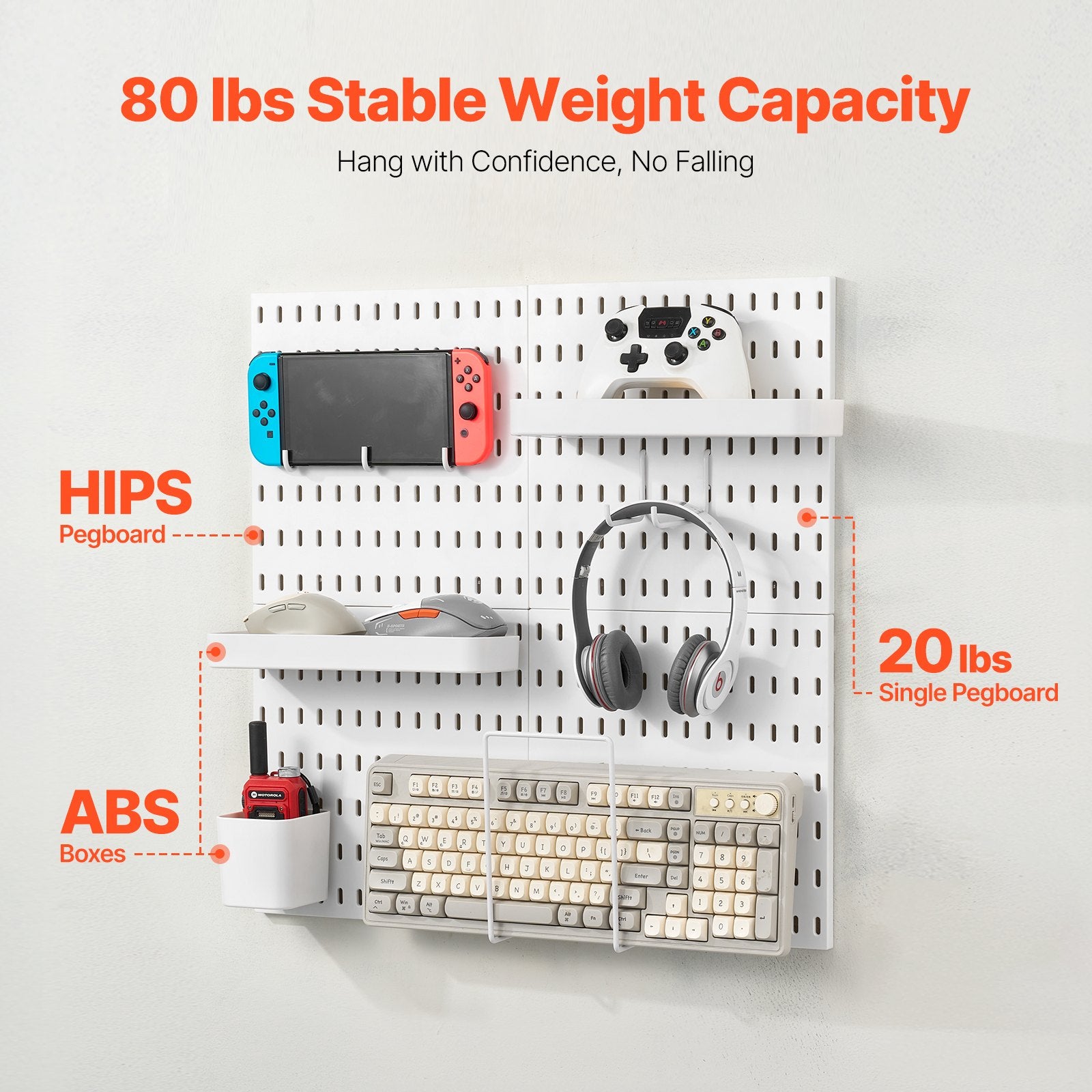 Perforuota sienelė įrankiams VEVOR SKU8-PLASTIC PEGBOARD, 4 dalių rinkinys