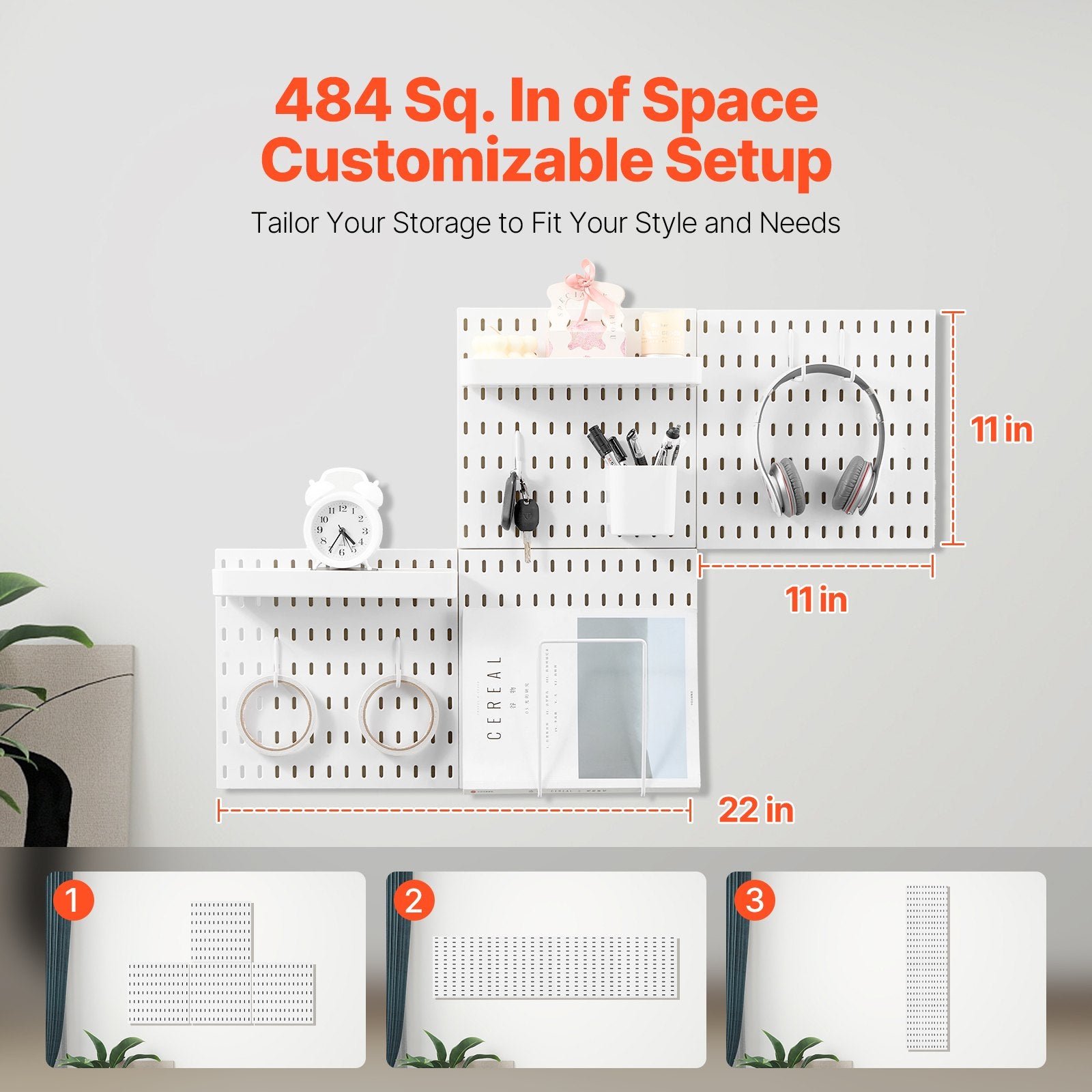 Perforuota sienelė įrankiams VEVOR SKU8-PLASTIC PEGBOARD, 4 dalių rinkinys