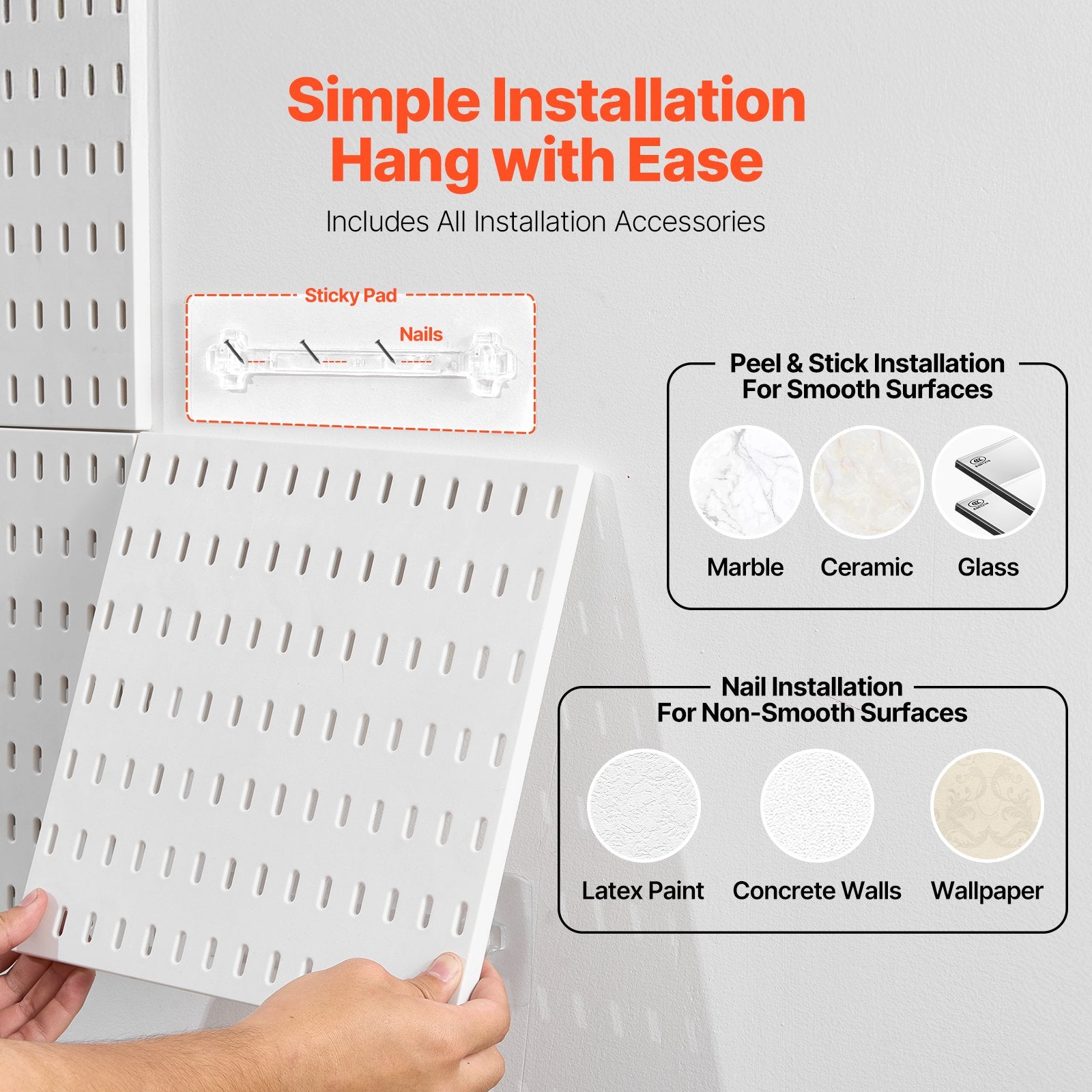 Perforuota sienelė įrankiams VEVOR SKU8-PLASTIC PEGBOARD, 4 dalių rinkinys