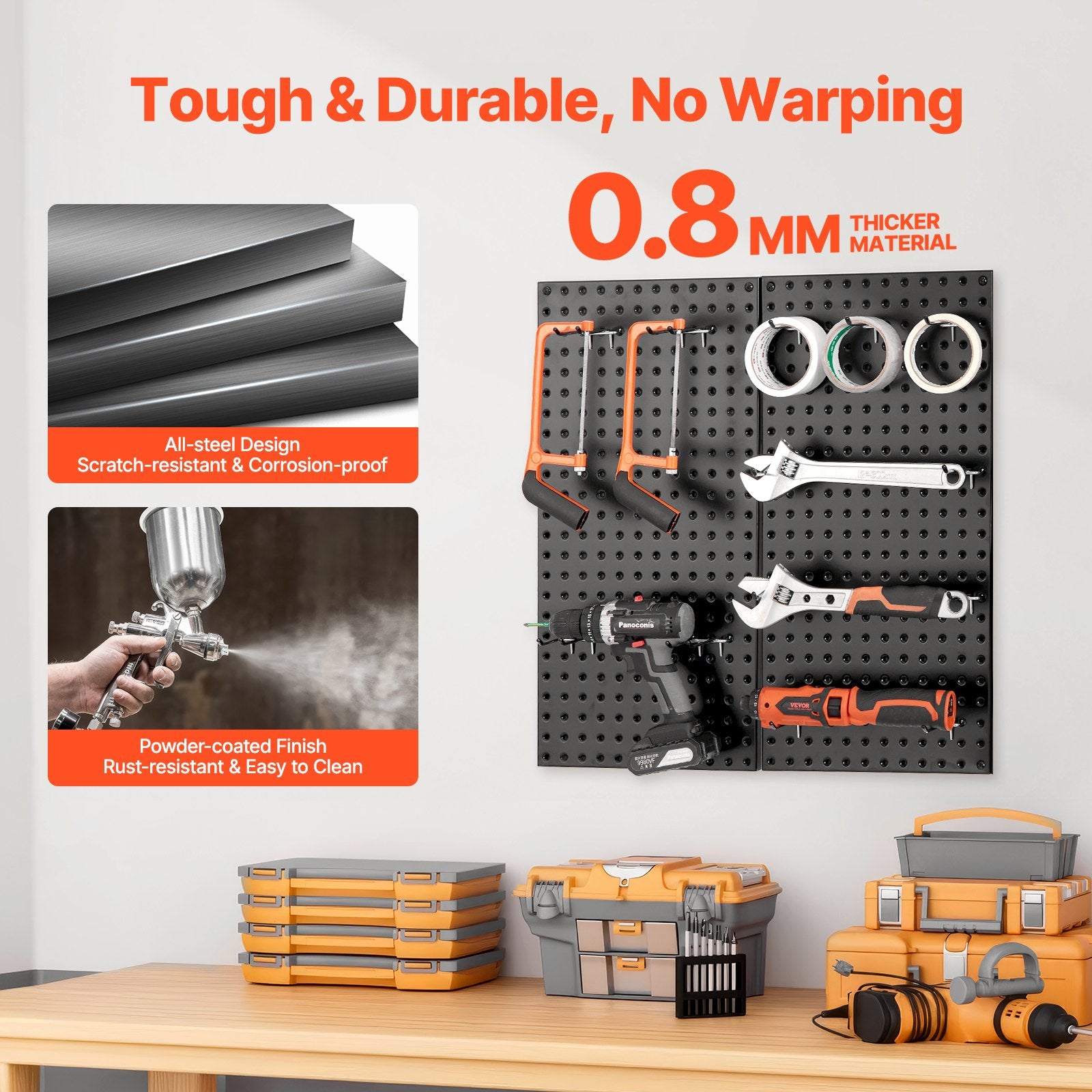Metalinės perforuotos sienelės VEVOR SKU5-PEGBOARD KIT, 2 vnt.
