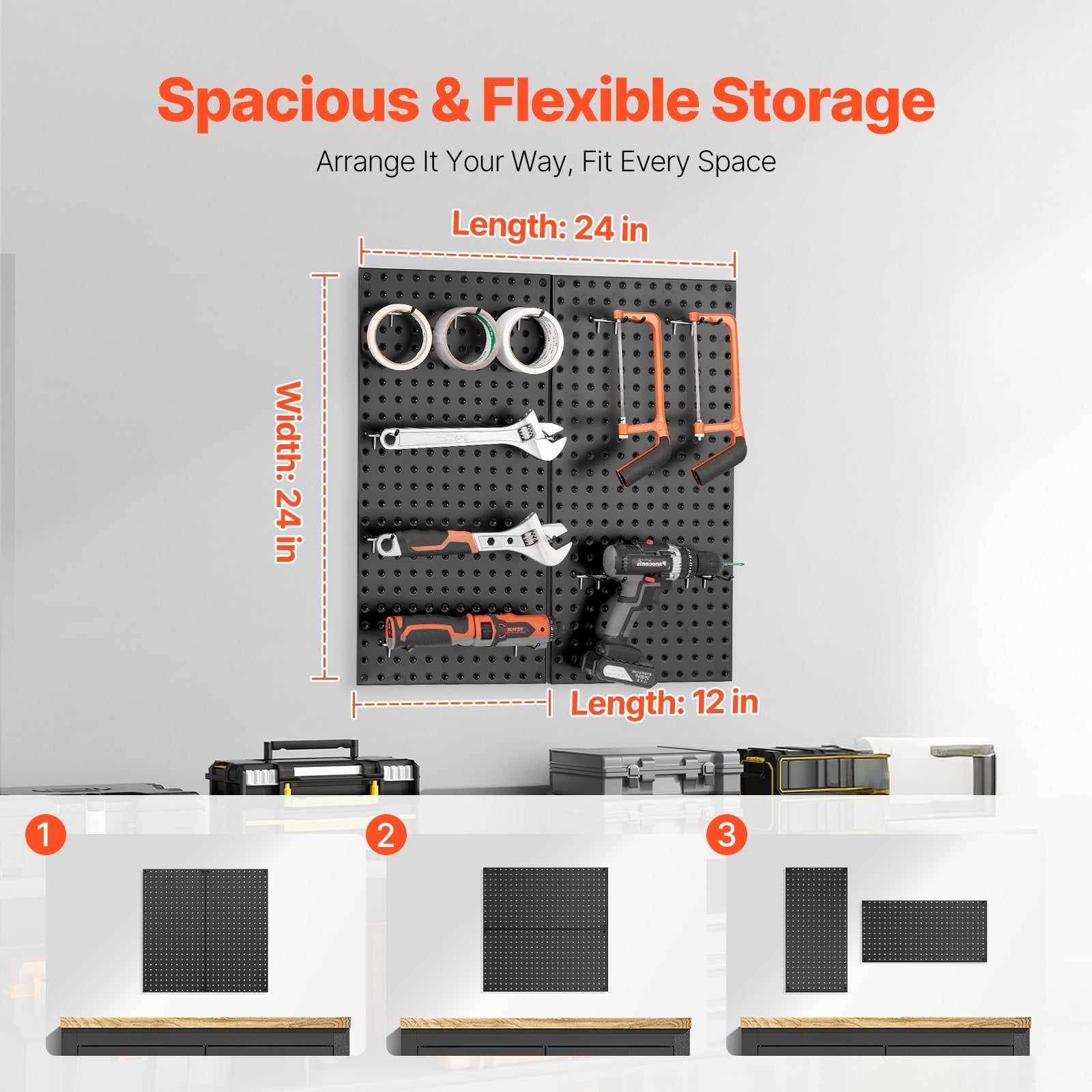 Metalinės perforuotos sienelės VEVOR SKU5-PEGBOARD KIT, 2 vnt.