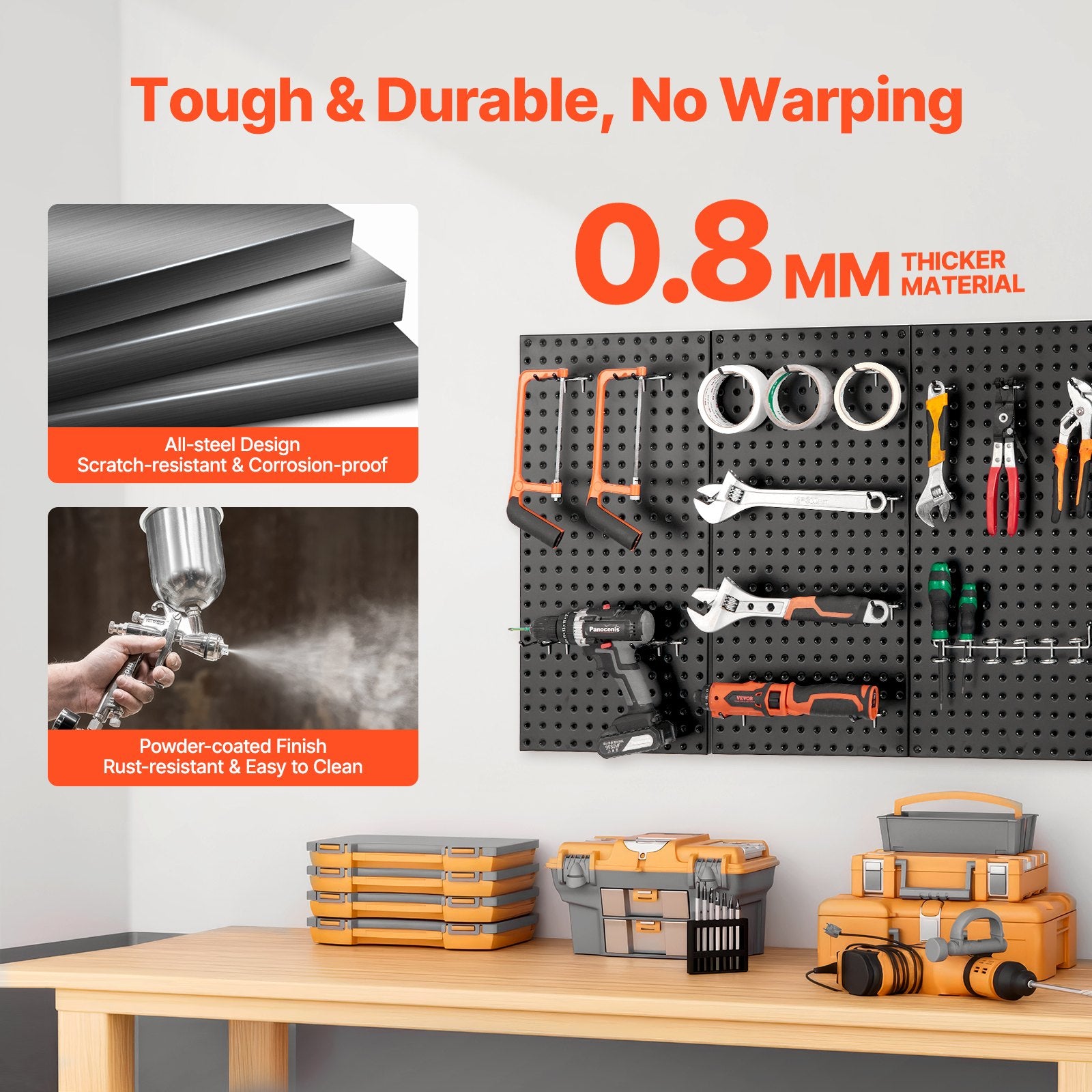 Perforuotos sienelės įrankiams VEVOR SKU2-PEGBOARD KIT, 3 vnt. komplektas