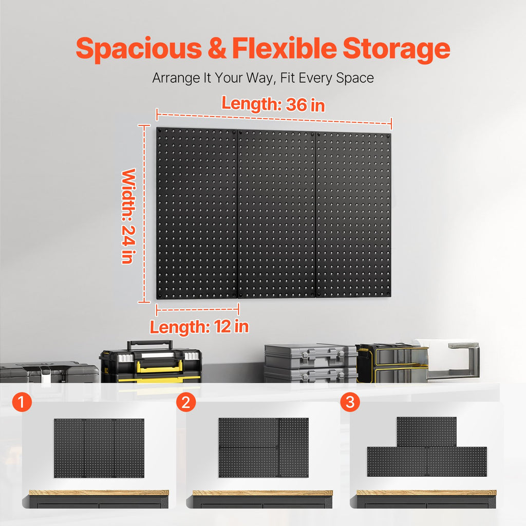 Perforuotos sienelės įrankiams VEVOR SKU2-PEGBOARD KIT, 3 vnt. komplektas