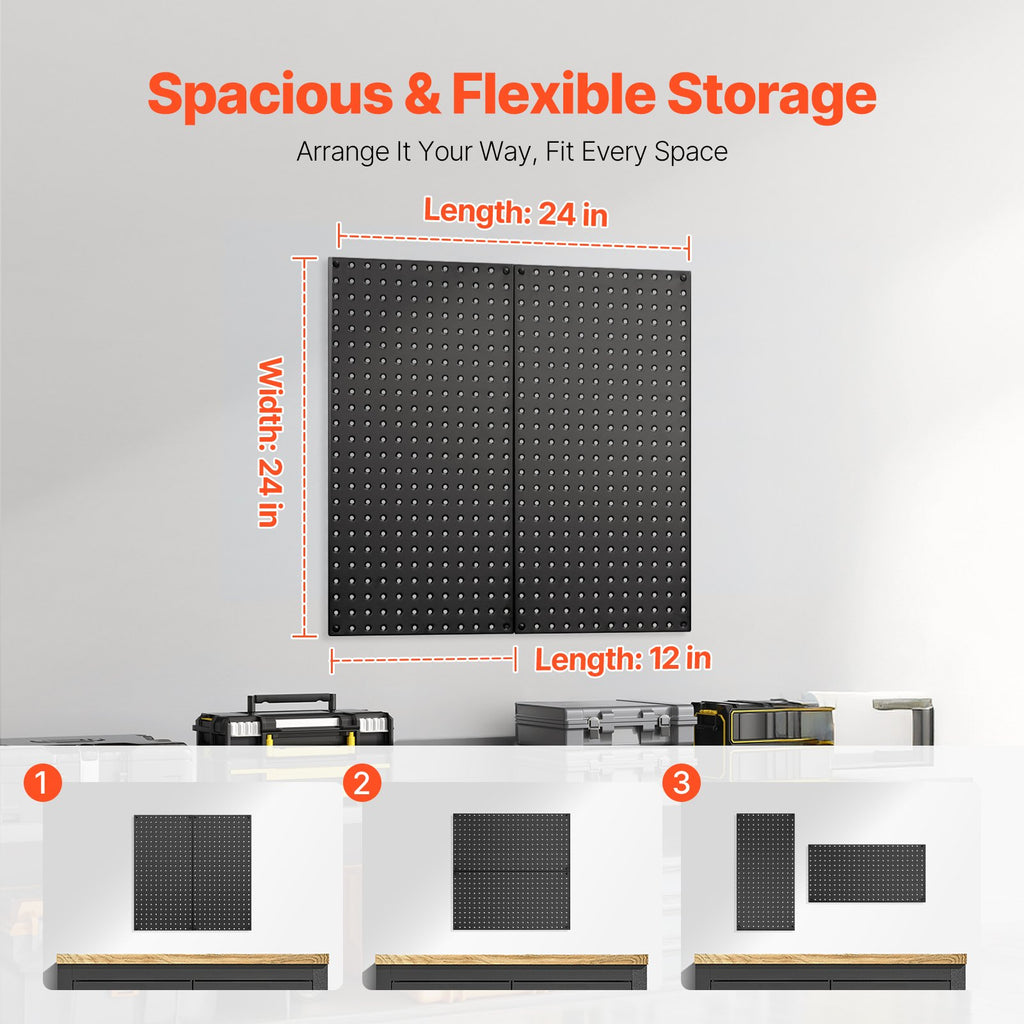 Metalinės perforuotos sienelės VEVOR SKU1-PEGBOARD KIT, 61 x 30 cm, 2 vnt.