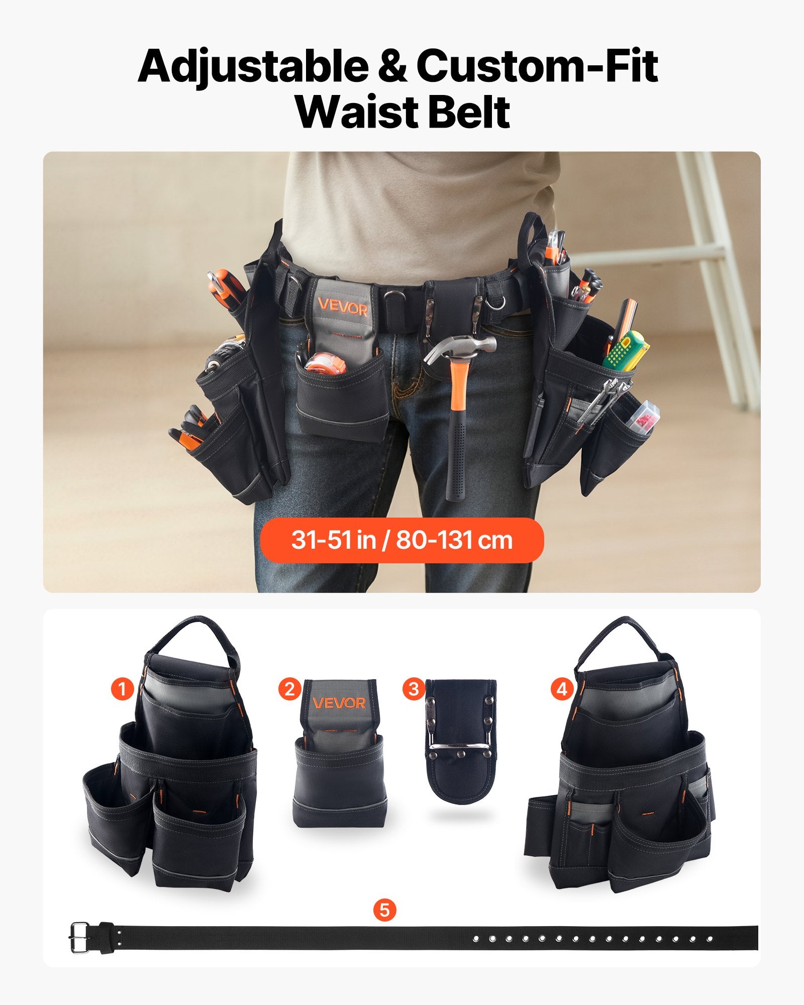 Įrankių diržas VEVOR DWSS2502, 18 kišenių