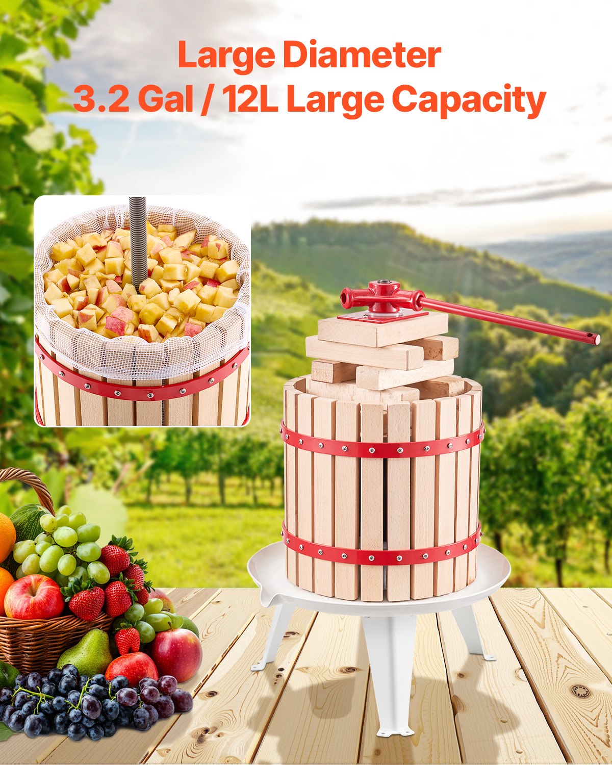 Vaisių ir vyno presas VEVOR LD-BP12, 12 l