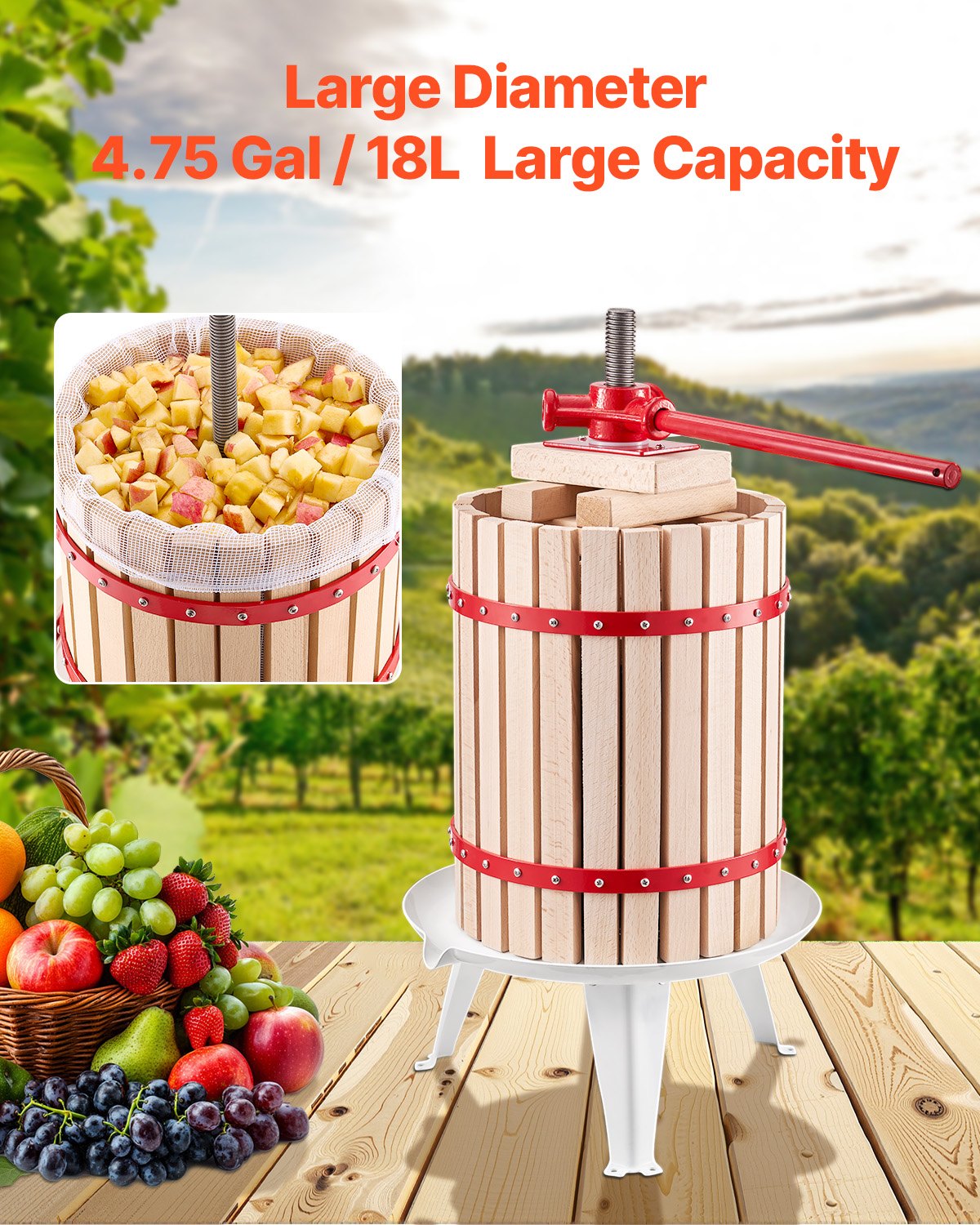 Vaisių ir vyno presas VEVOR LD-BP18, 18 l