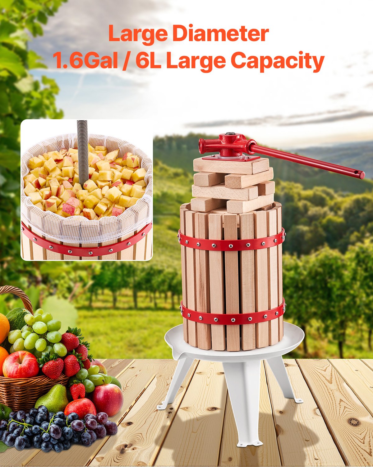 Vaisių ir vyno presas VEVOR LD-BP6, 6 l talpa