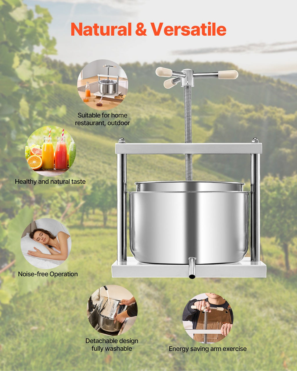 Vaisių ir vyno presas VEVOR LD-SS12, 12 l talpa