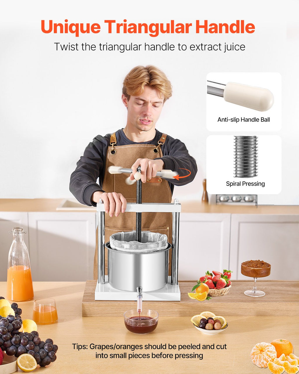 Vaisių ir vyno presas VEVOR LD-SS5, 5 l