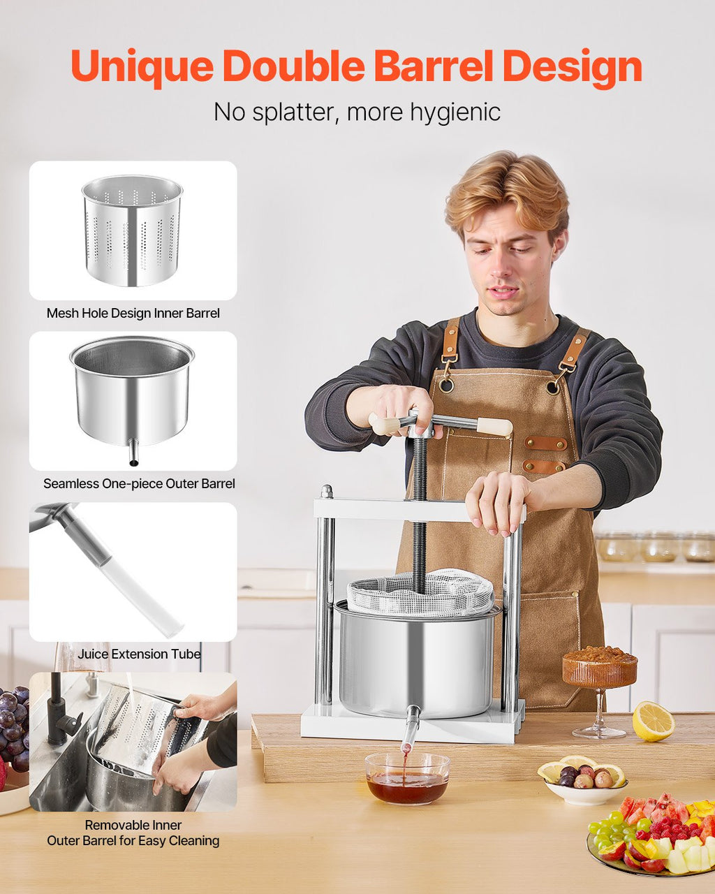 Vaisių ir vyno presas VEVOR LD-SS5, 5 l