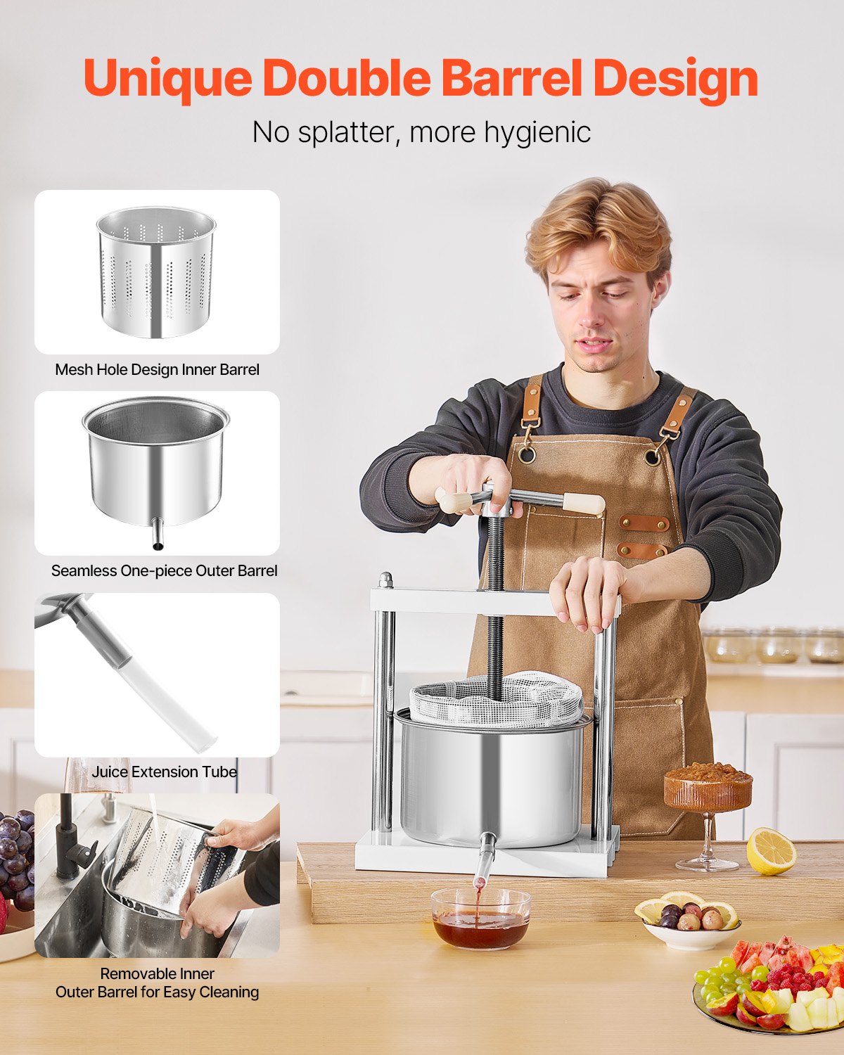 Vaisių ir vyno presas VEVOR LD-SS5, 5 l