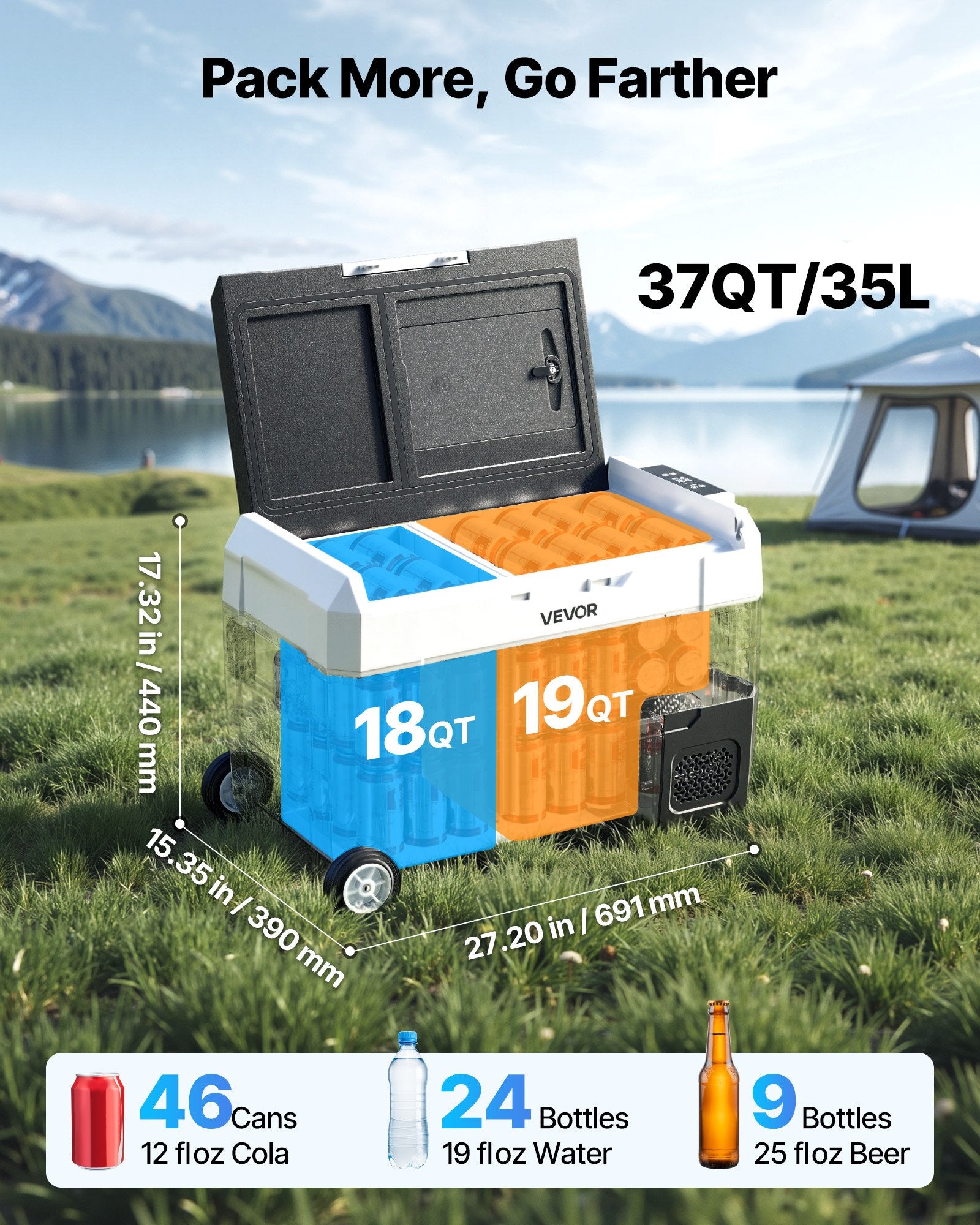 Automobilinis šaldytuvas VEVOR EA35-D, 35 l