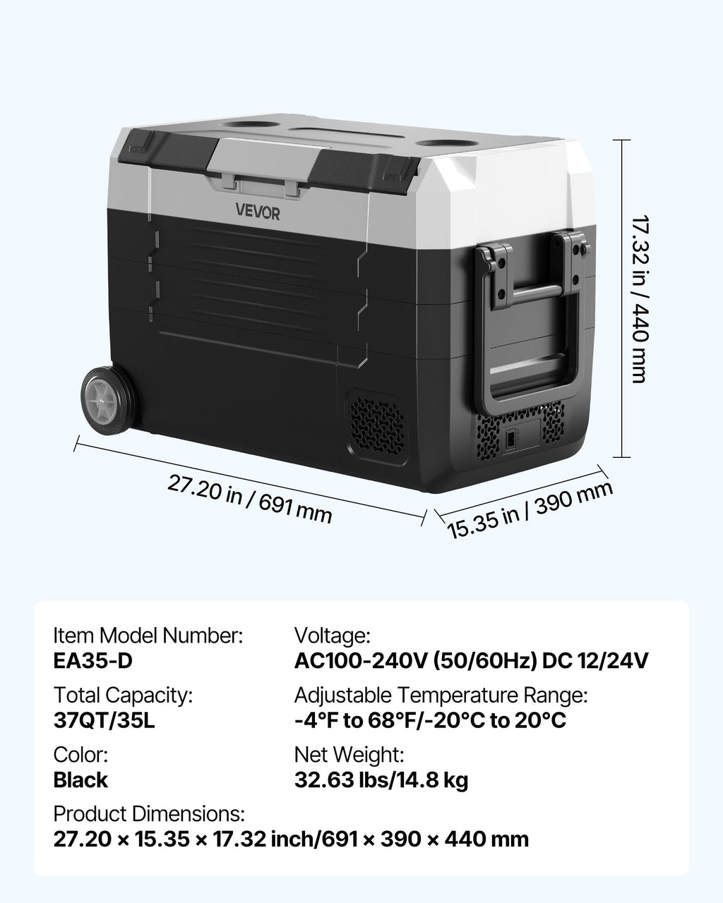 Automobilinis šaldytuvas VEVOR EA35-D, 35 l