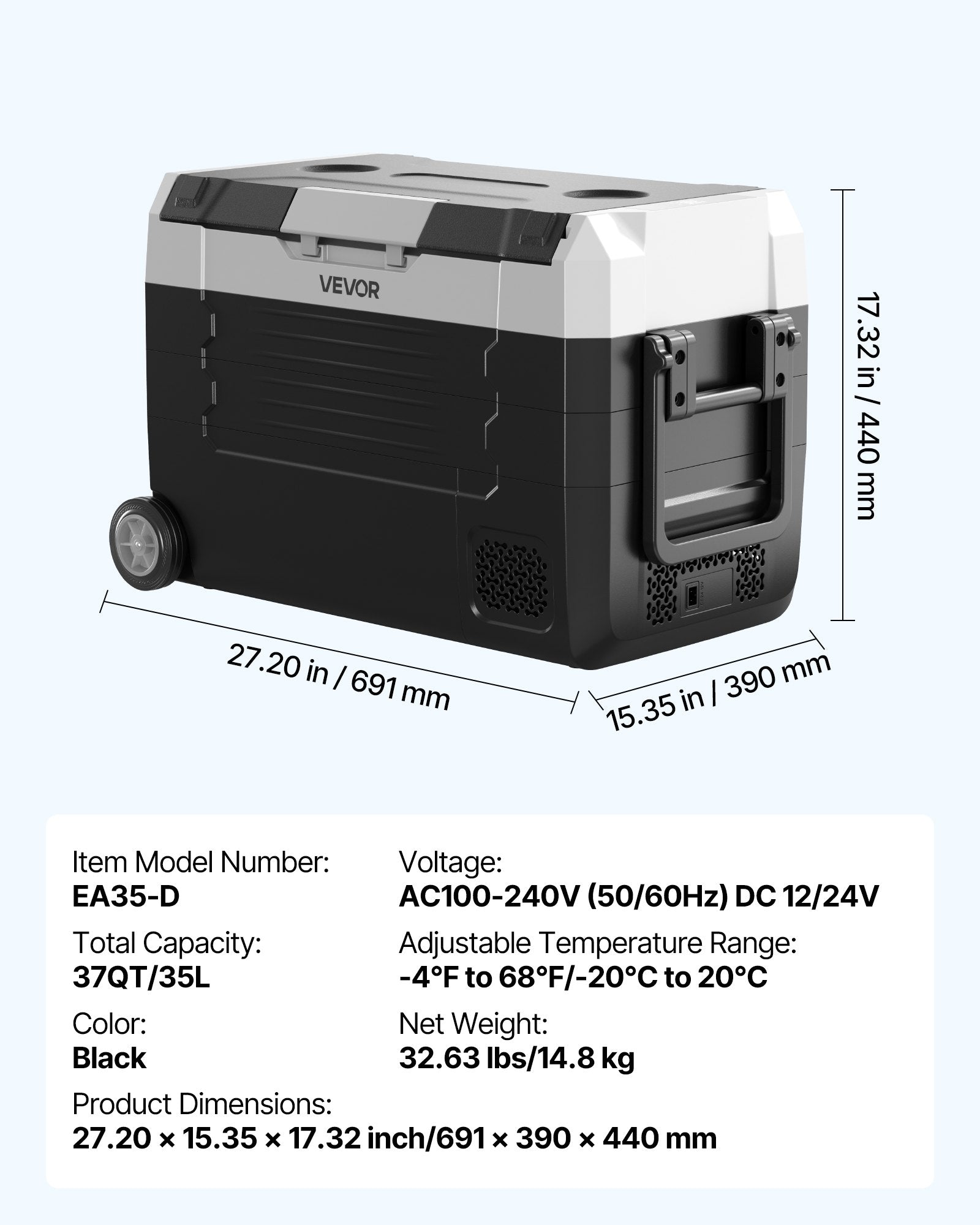 Automobilinis šaldytuvas VEVOR EA35-D, 35 l