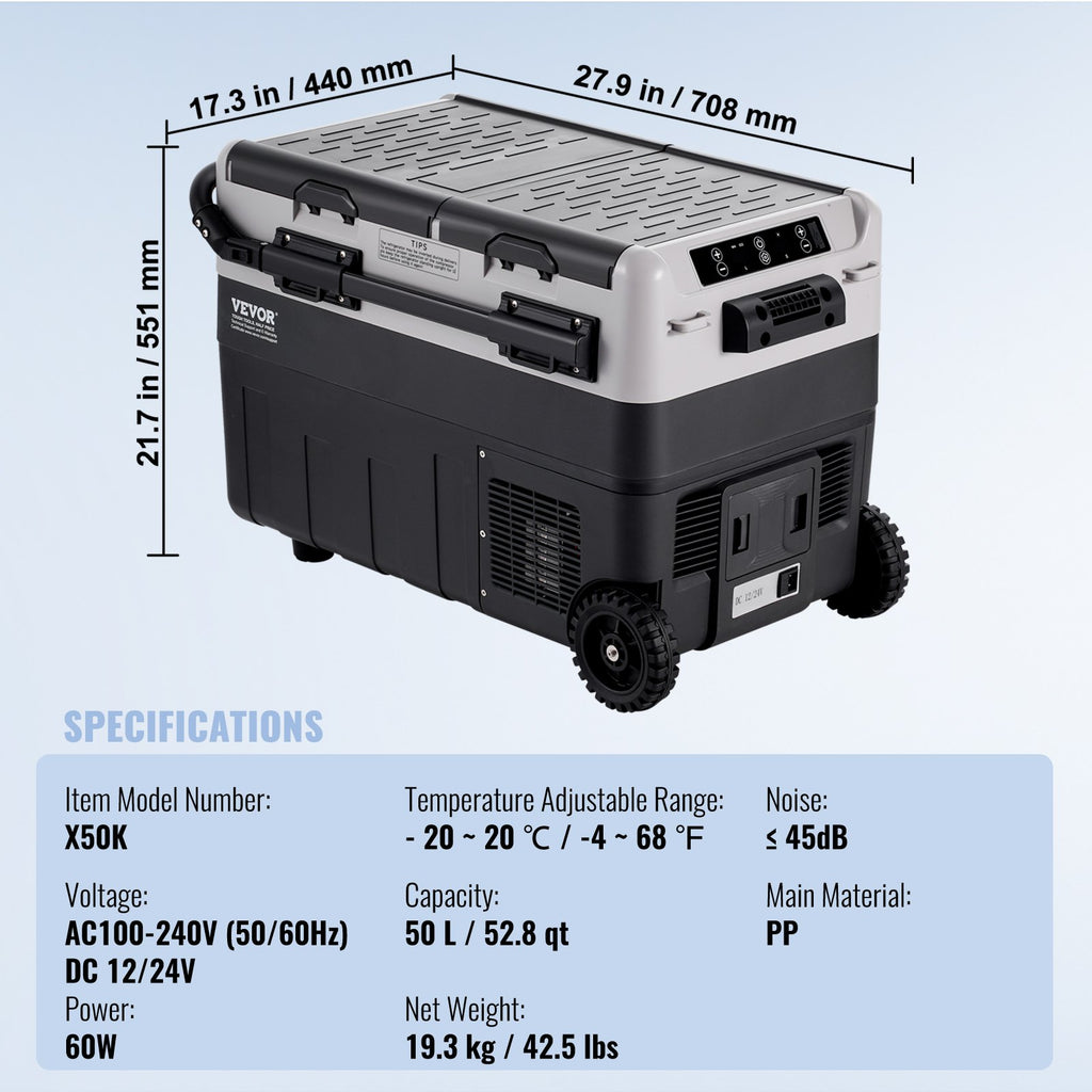 Nešiojamas automobilinis šaldytuvas VEVOR X50K, 50 l
