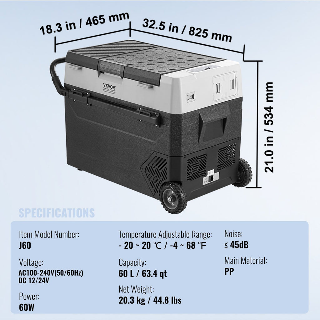 Nešiojamas automobilinis šaldytuvas VEVOR J60, 60 l