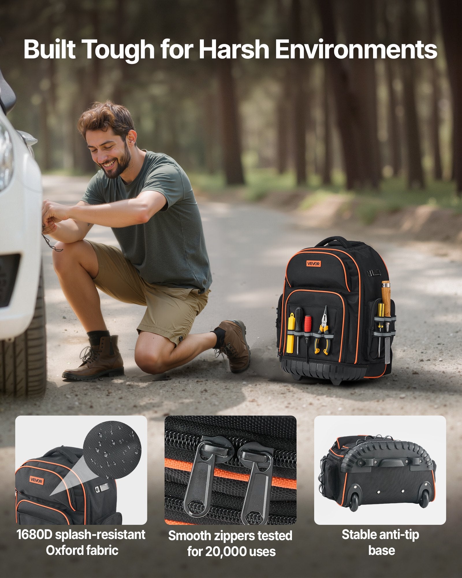 Įrankių kuprinė su ratukais VEVOR ZL-LGX-0098, 50 kg keliamoji galia