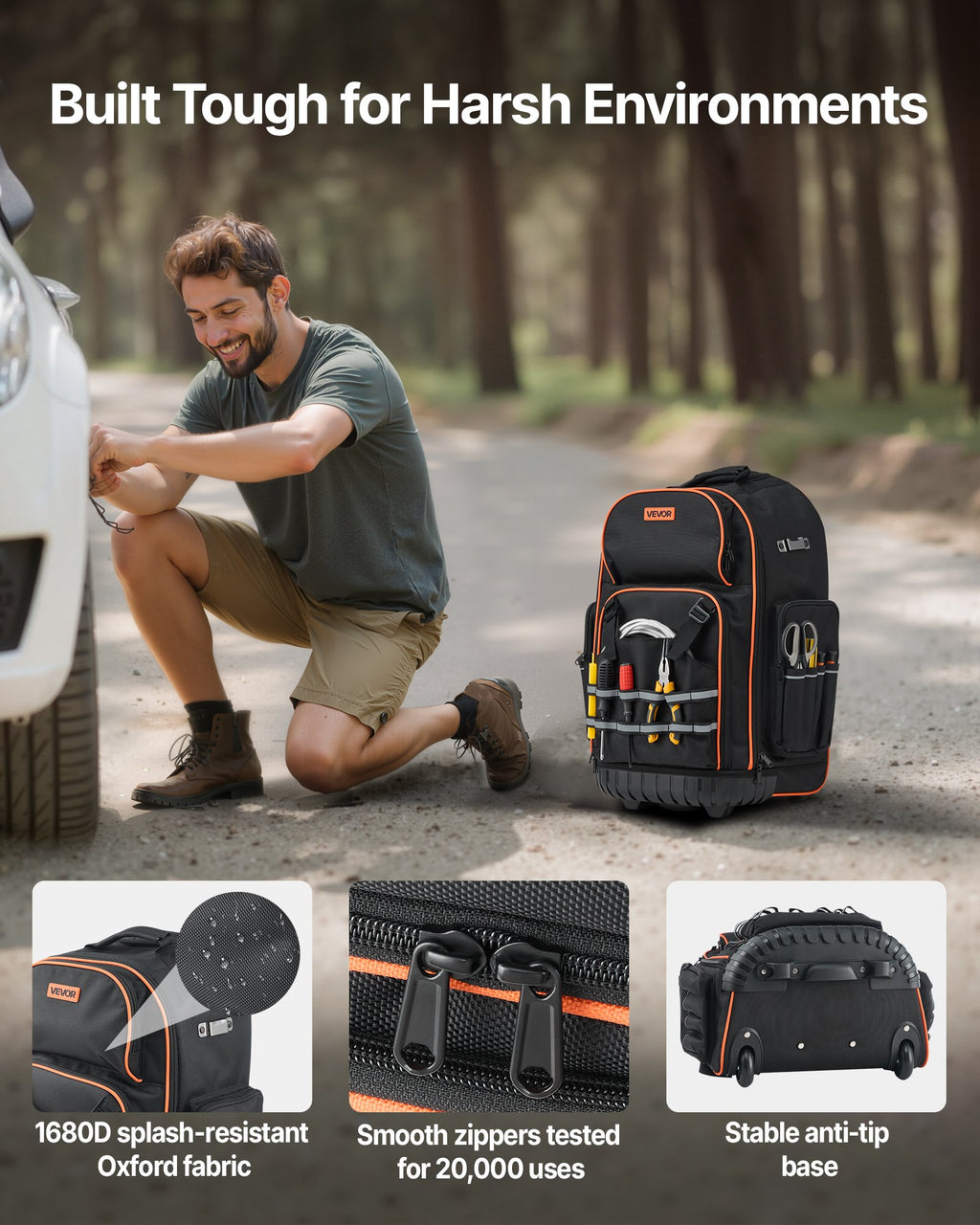 Įrankių kuprinė su ratukais VEVOR ZL-LGX-0099, 50 kg keliamoji galia