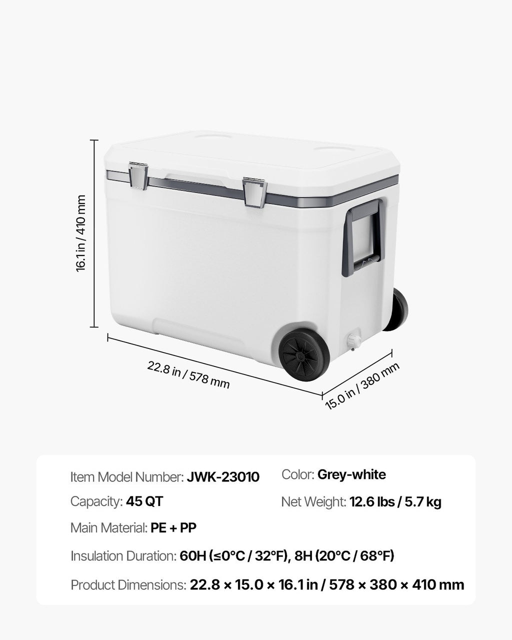 Šaltkrepšis su ratukais VEVOR JWK-23010, 42,5 l
