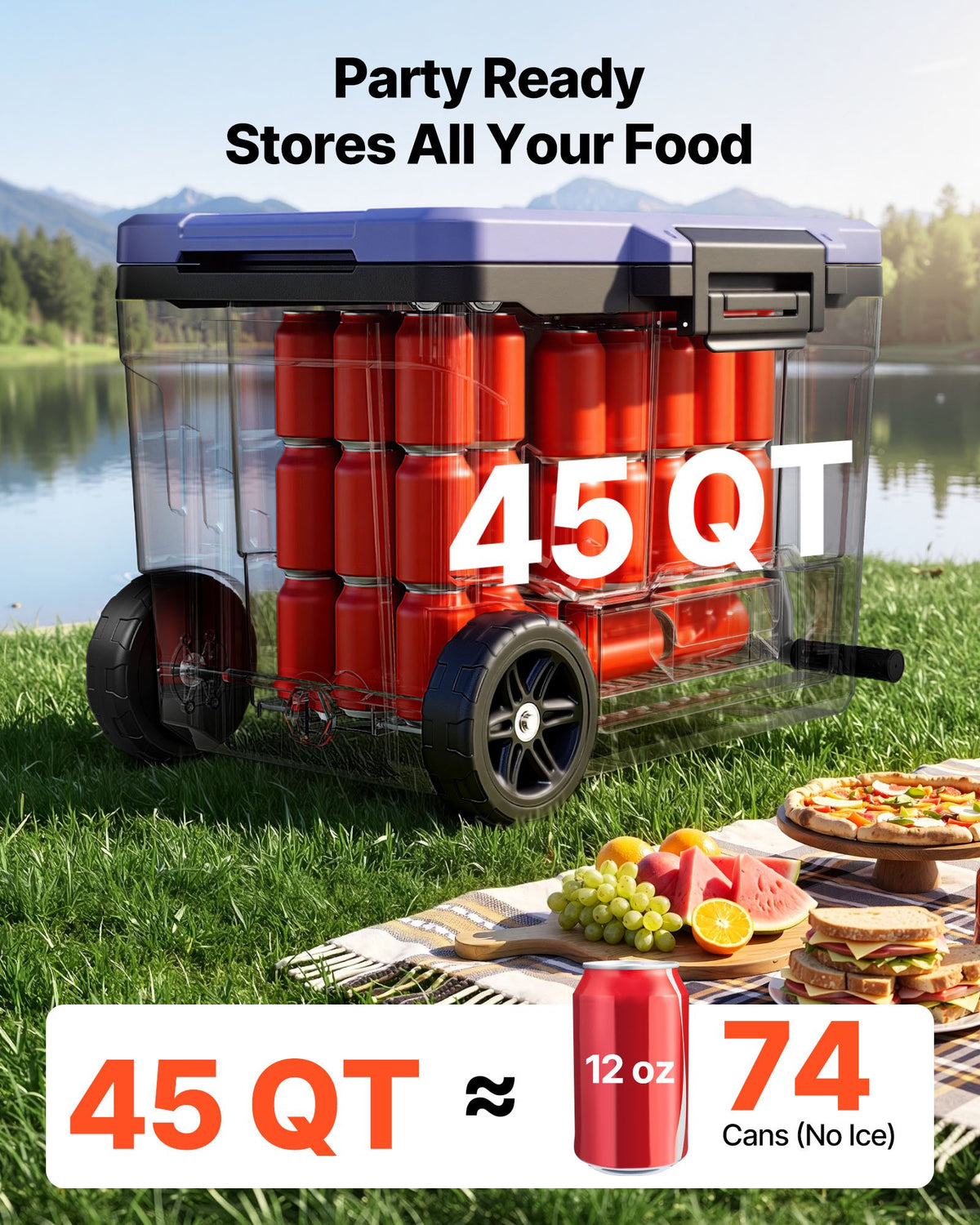 Šaltkrepšis su ratukais VEVOR COB42, 42,6 l