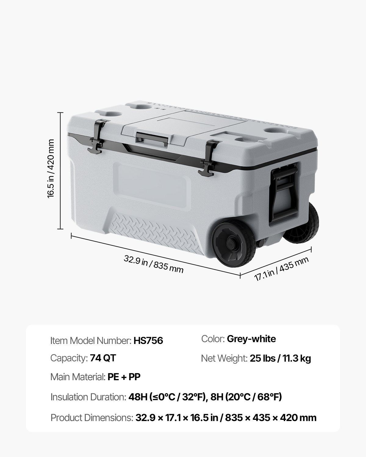 Nešiojama šaldymo dėžė VEVOR HS915, 70 l talpos