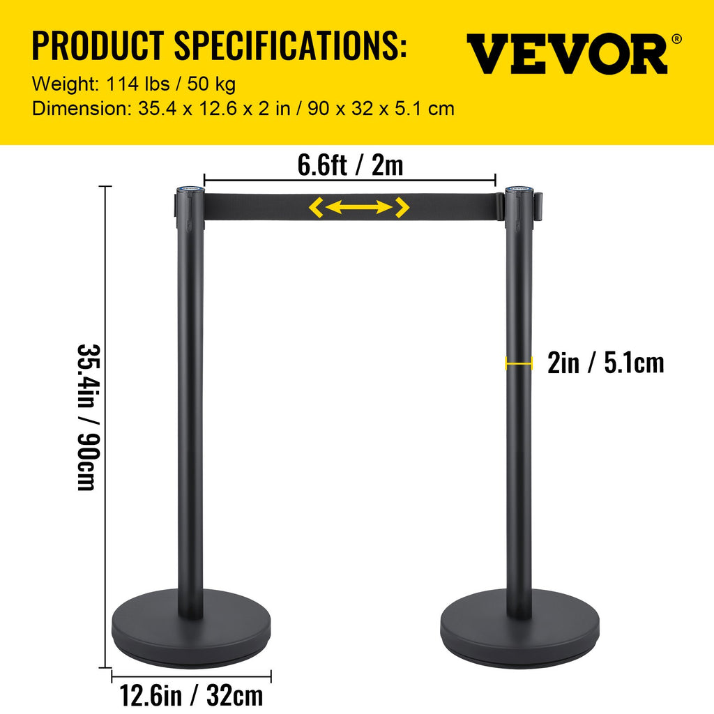 Eilių valdymo atitvarai VEVOR Heavy Duty, 8 vnt. komplektas su 2 m ištraukiamais diržais